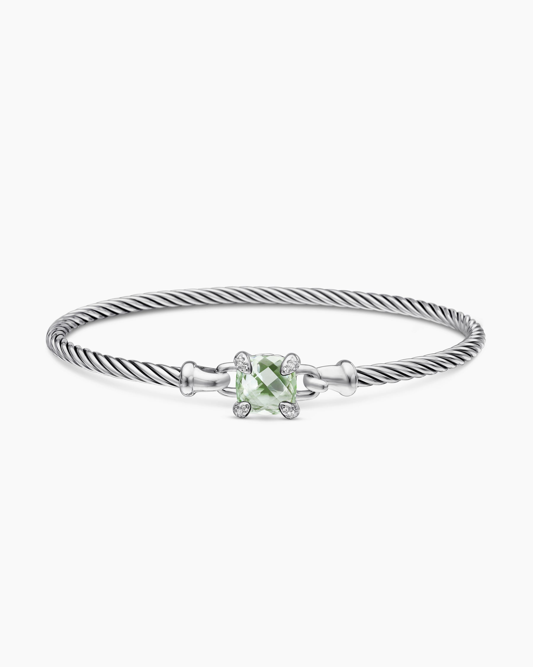 Chatelaine Bracelet in Sterling Silver with Prasiolite and Diamonds, 3mm - Image 4