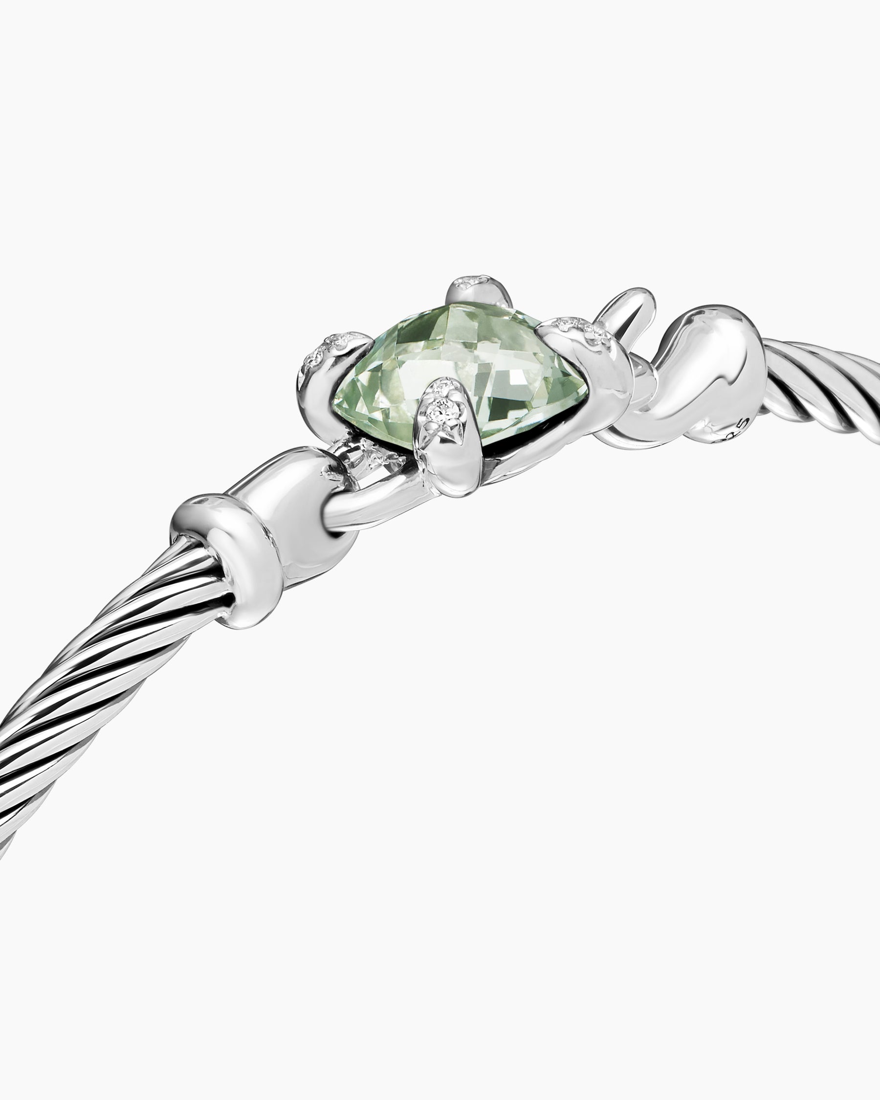Chatelaine Bracelet in Sterling Silver with Prasiolite and Diamonds, 3mm - Image 5