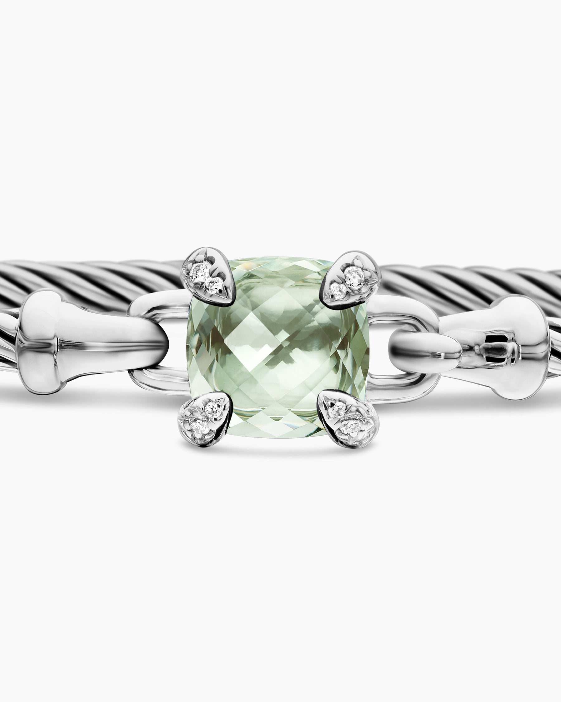Chatelaine Bracelet in Sterling Silver with Prasiolite and Diamonds, 3mm - Image 6