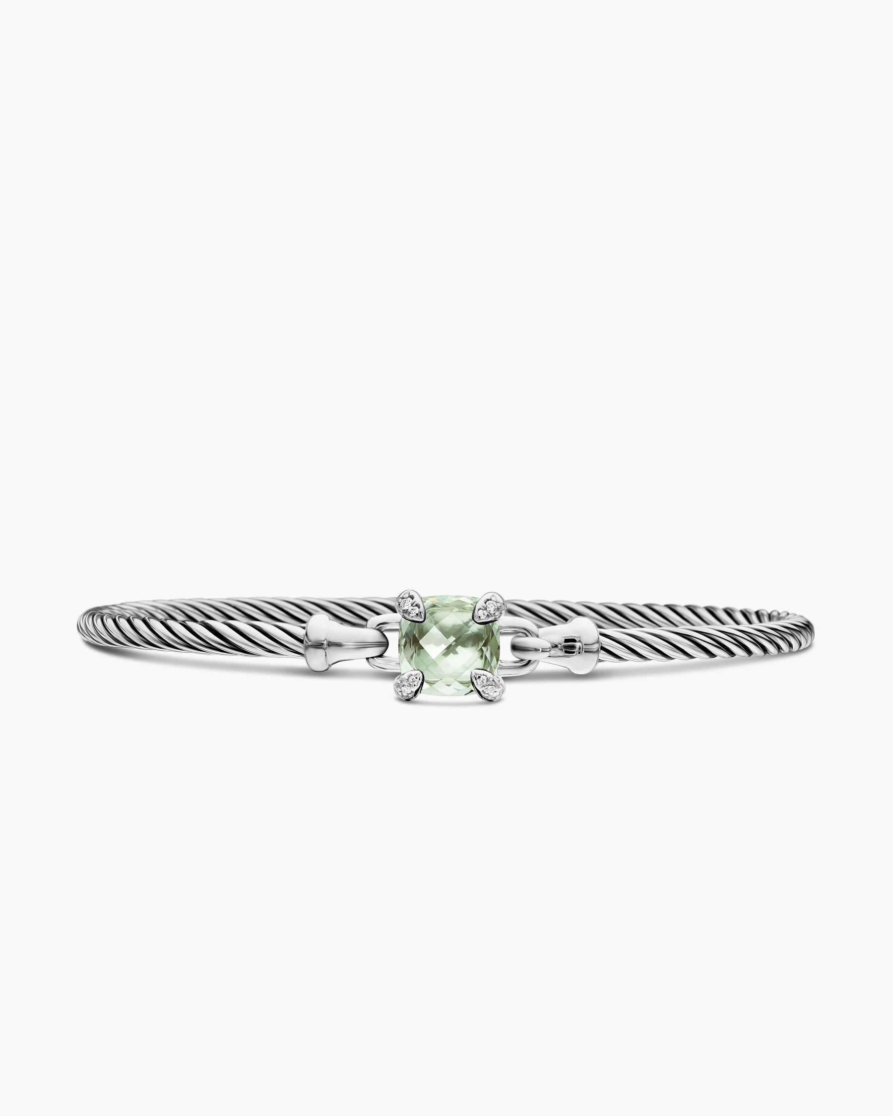 Chatelaine Bracelet in Sterling Silver with Prasiolite and Diamonds, 3mm