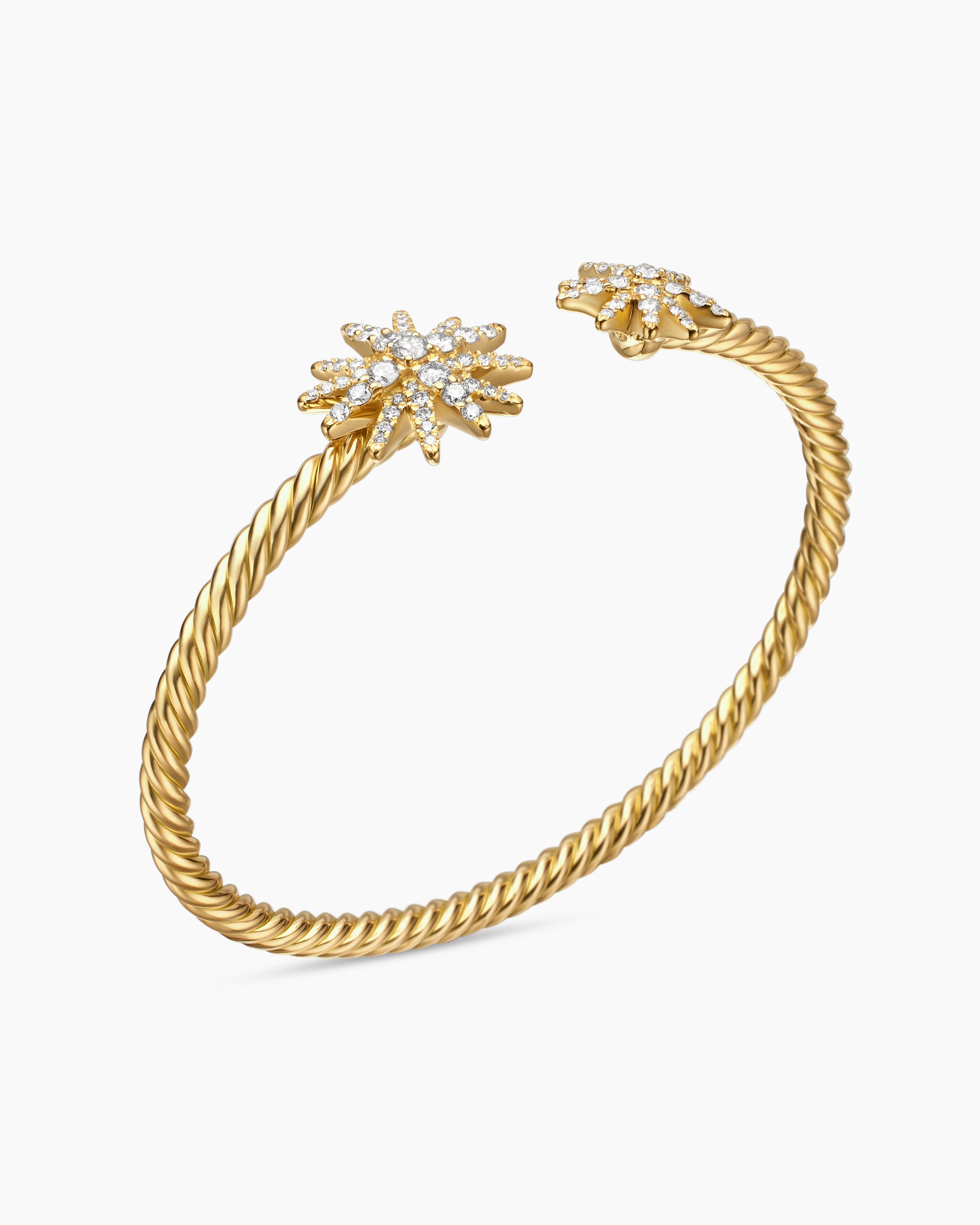 Starburst Cable Bracelet in 18K Yellow Gold with Diamonds, 3.5mm - Image 3