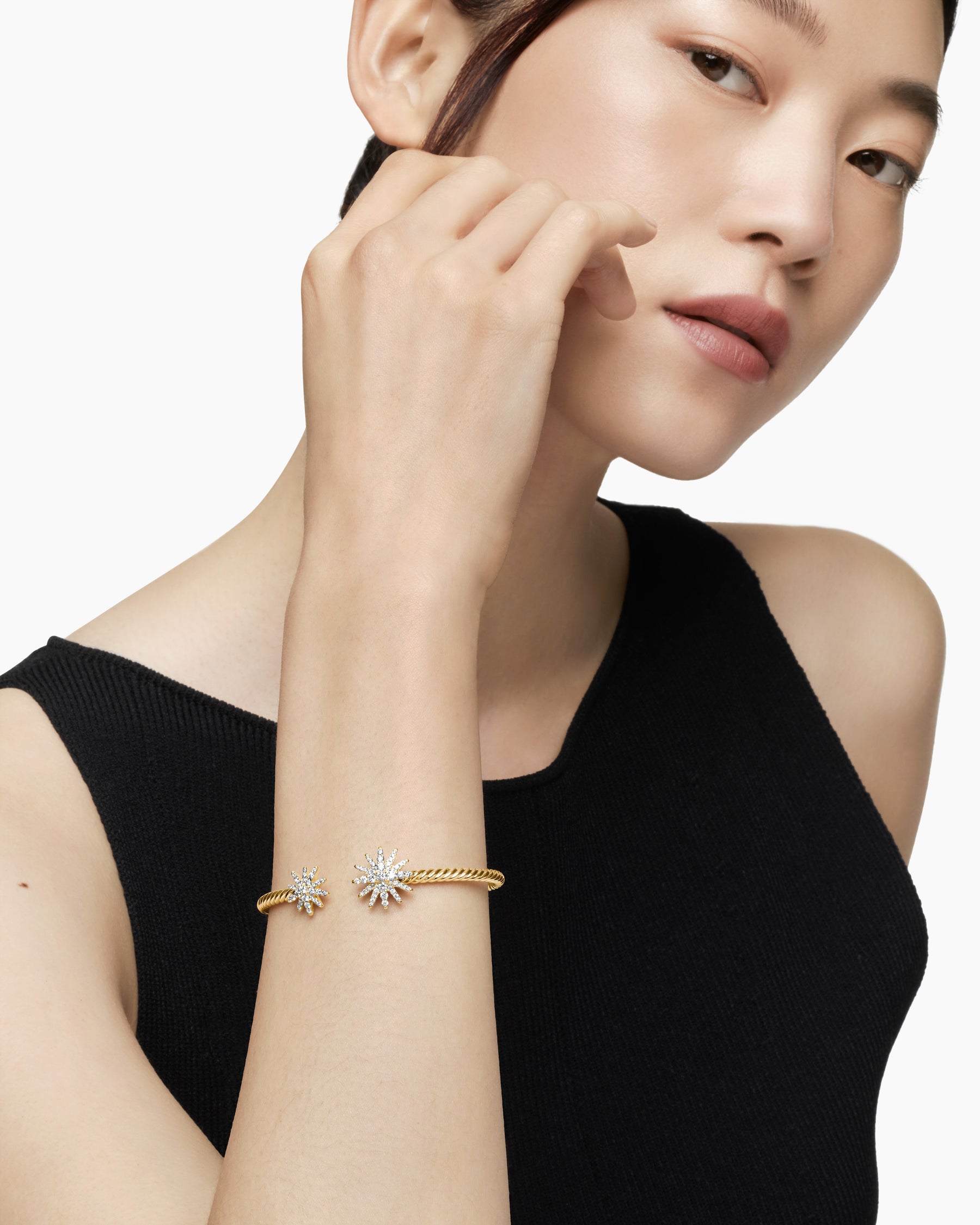 Starburst Cable Bracelet in 18K Yellow Gold with Diamonds, 3.5mm - Image 7