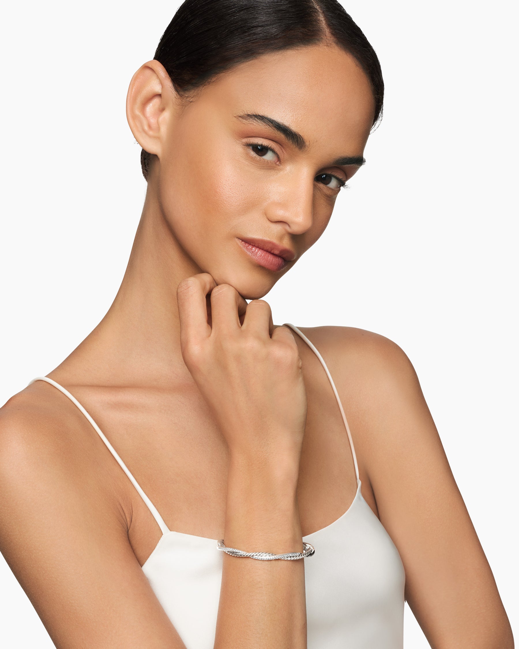 Alternative view of Petite Infinity Bracelet in Sterling Silver with Diamonds, 4.4mm