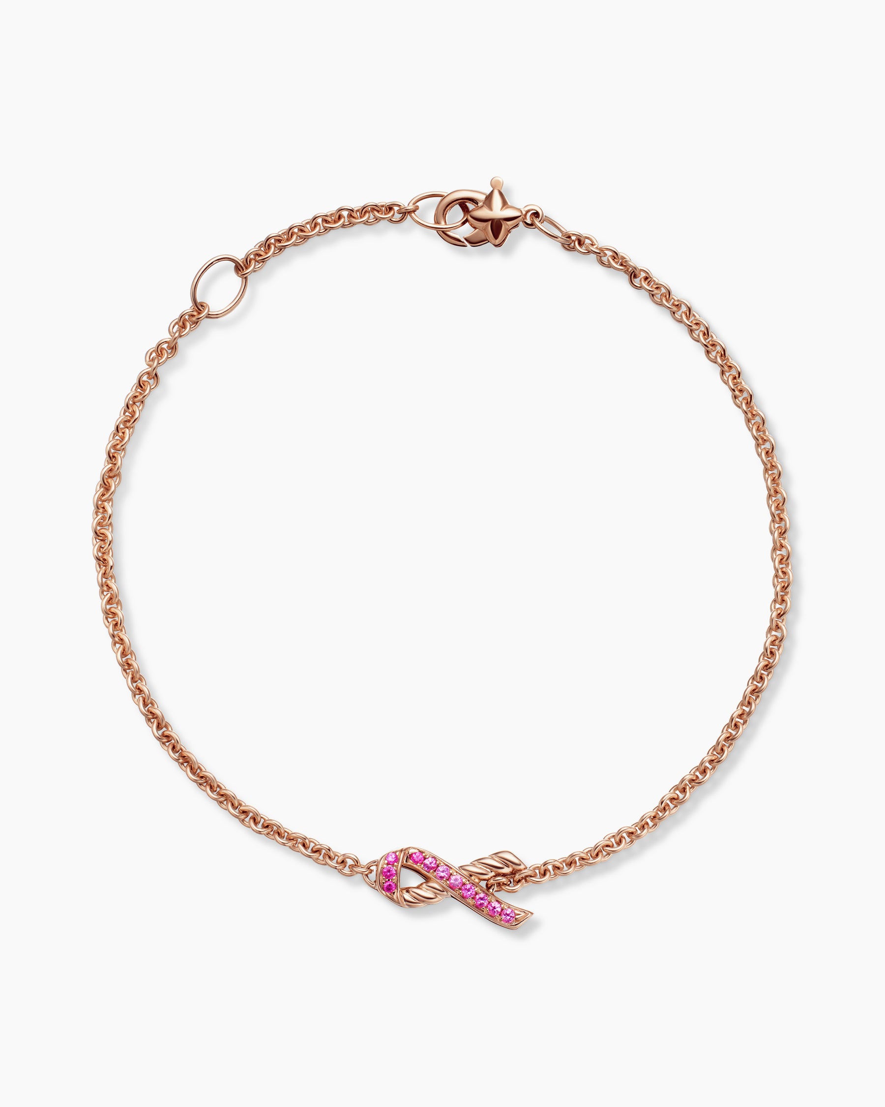 Cable Collectibles Ribbon Chain Bracelet in 18K Rose Gold with Pavé Pink Sapphires, 15mm - Image 3