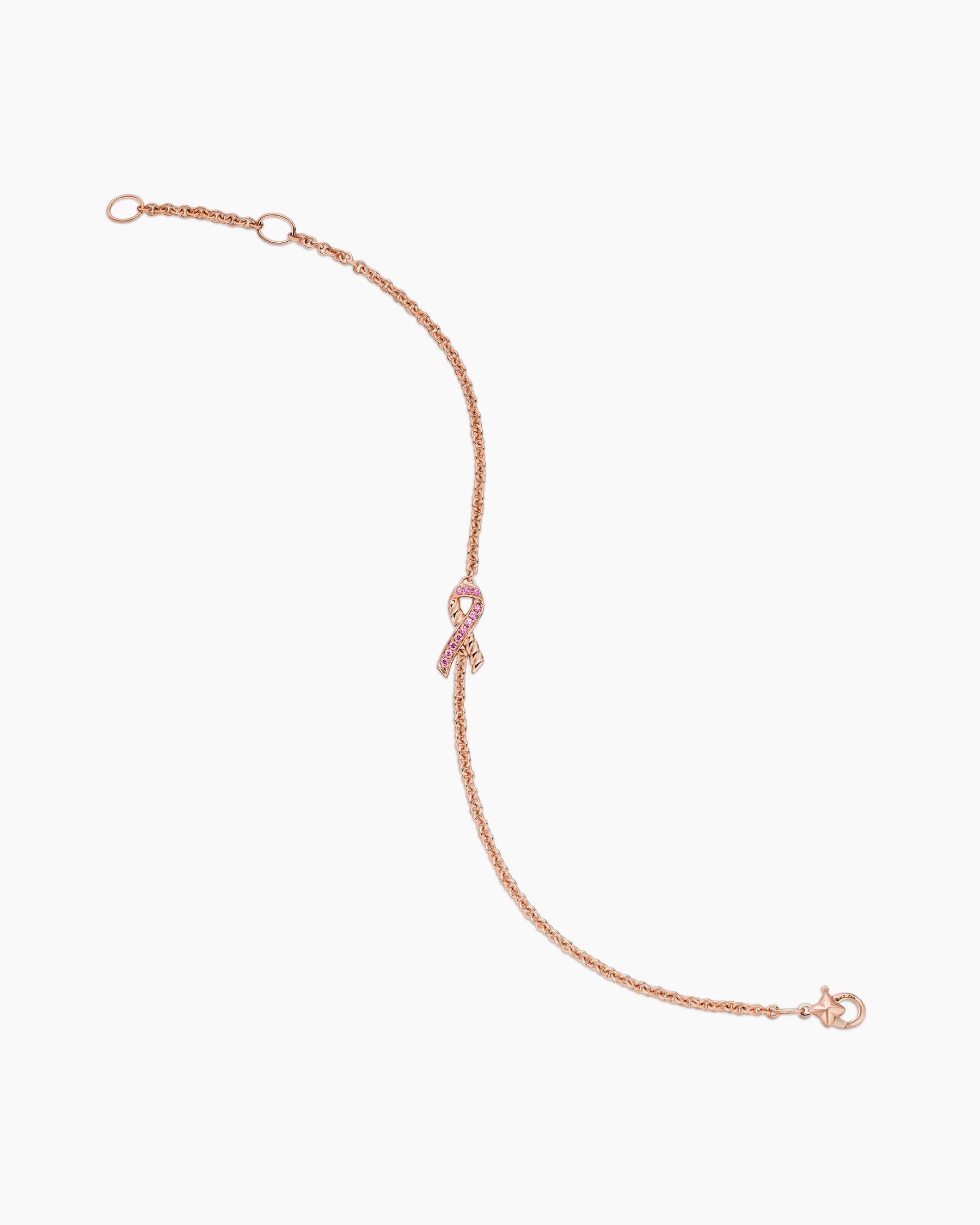 Cable Collectibles Ribbon Chain Bracelet in 18K Rose Gold with Pavé Pink Sapphires, 15mm - Image 4