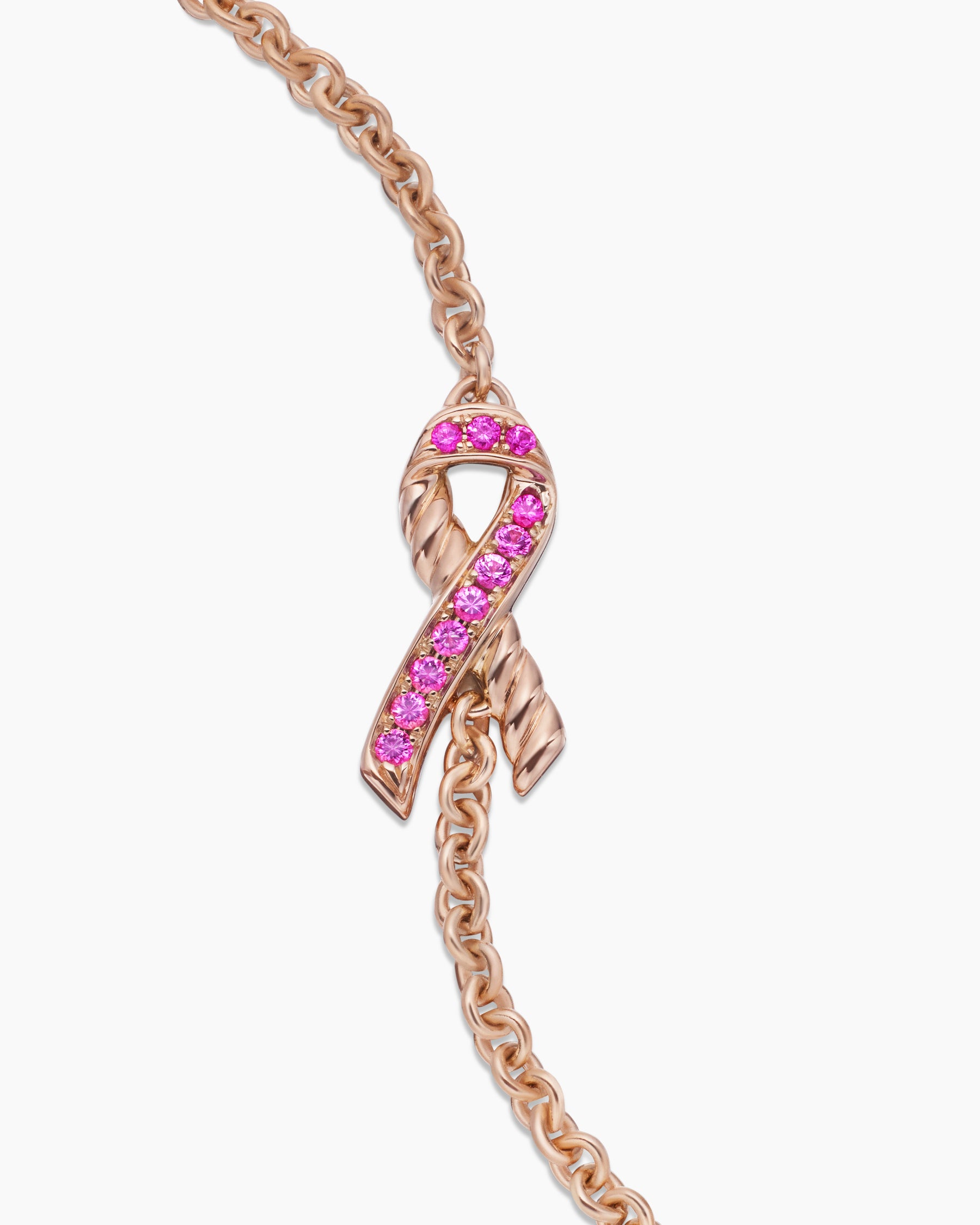 Cable Collectibles Ribbon Chain Bracelet in 18K Rose Gold with Pavé Pink Sapphires, 15mm - Image 6