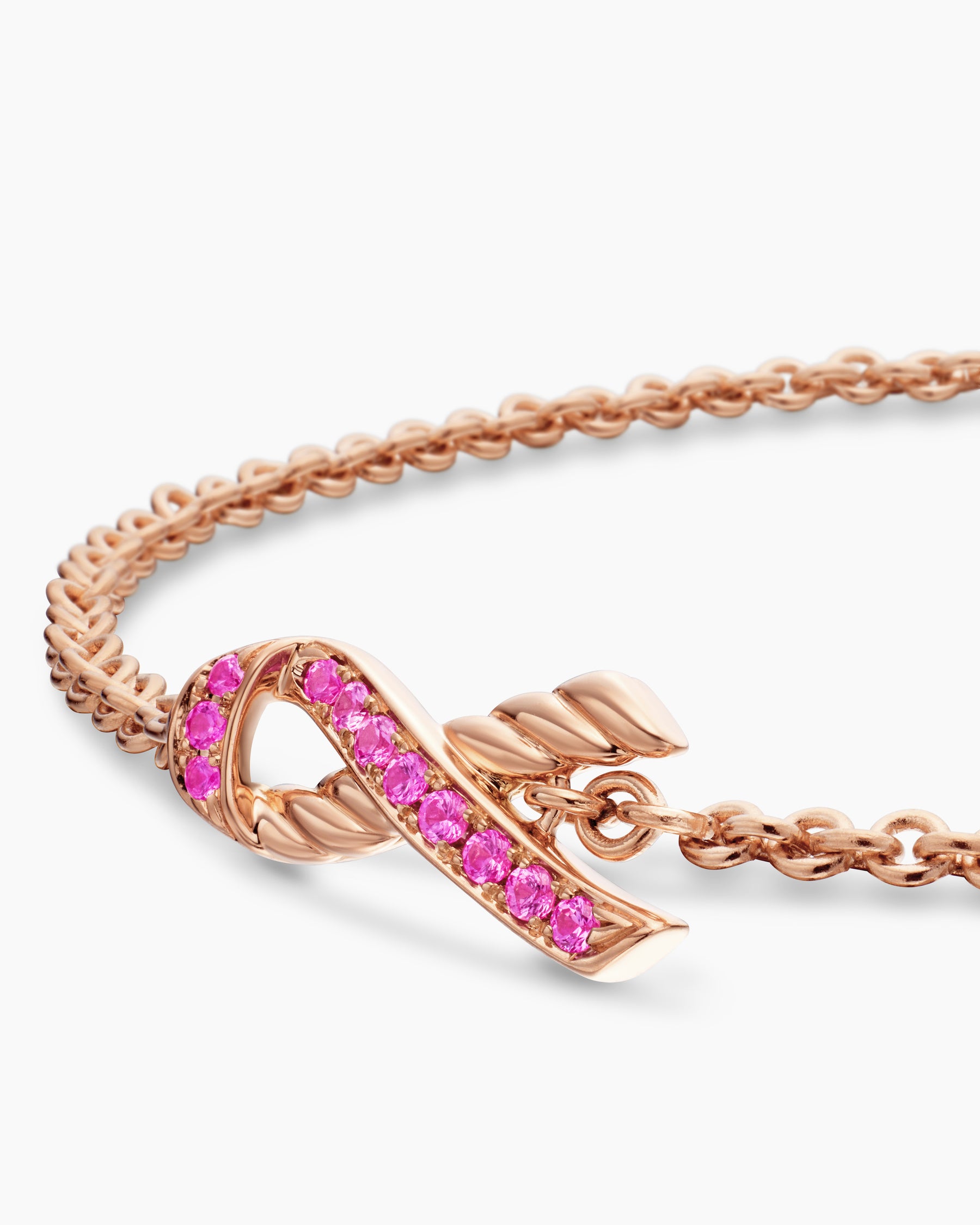 Cable Collectibles Ribbon Chain Bracelet in 18K Rose Gold with Pavé Pink Sapphires, 15mm - Image 7