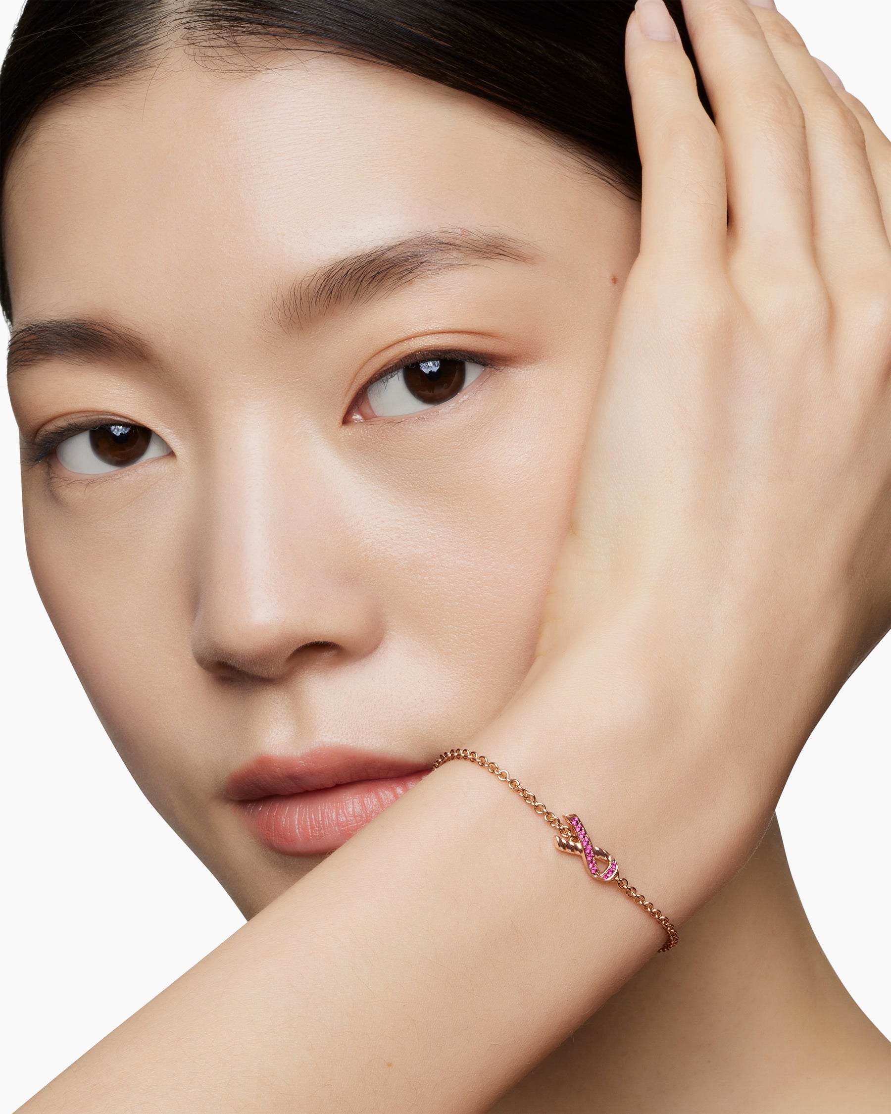 Cable Collectibles Ribbon Chain Bracelet in 18K Rose Gold with Pavé Pink Sapphires, 15mm - Image 8