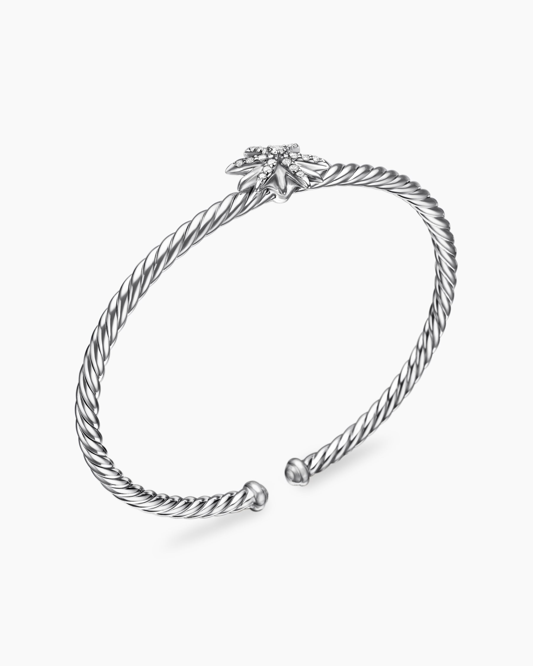 Starburst Center Station Bracelet in Sterling Silver with Diamonds, 3mm - Image 3