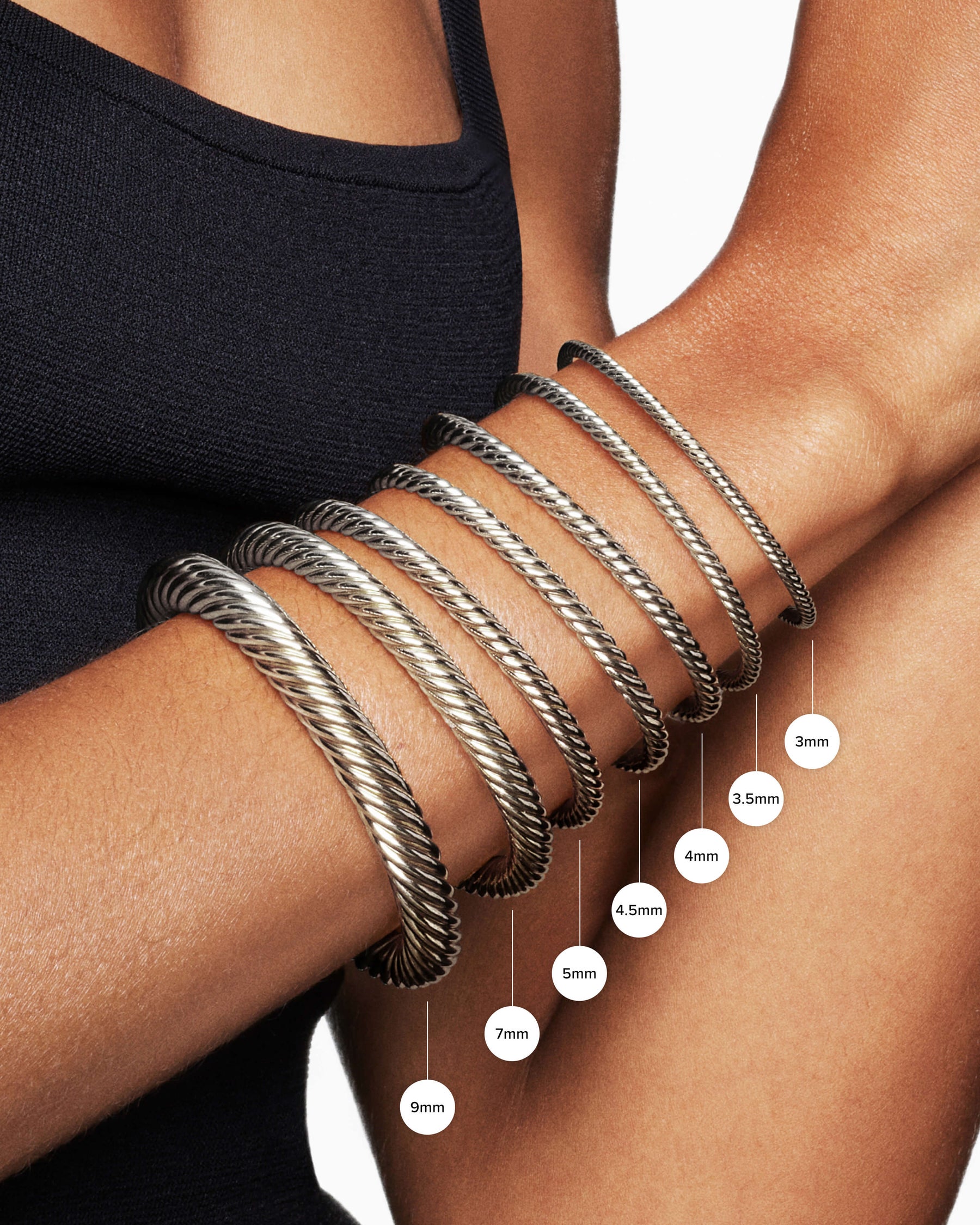 Starburst Center Station Bracelet in Sterling Silver with Diamonds, 3mm - Image 7