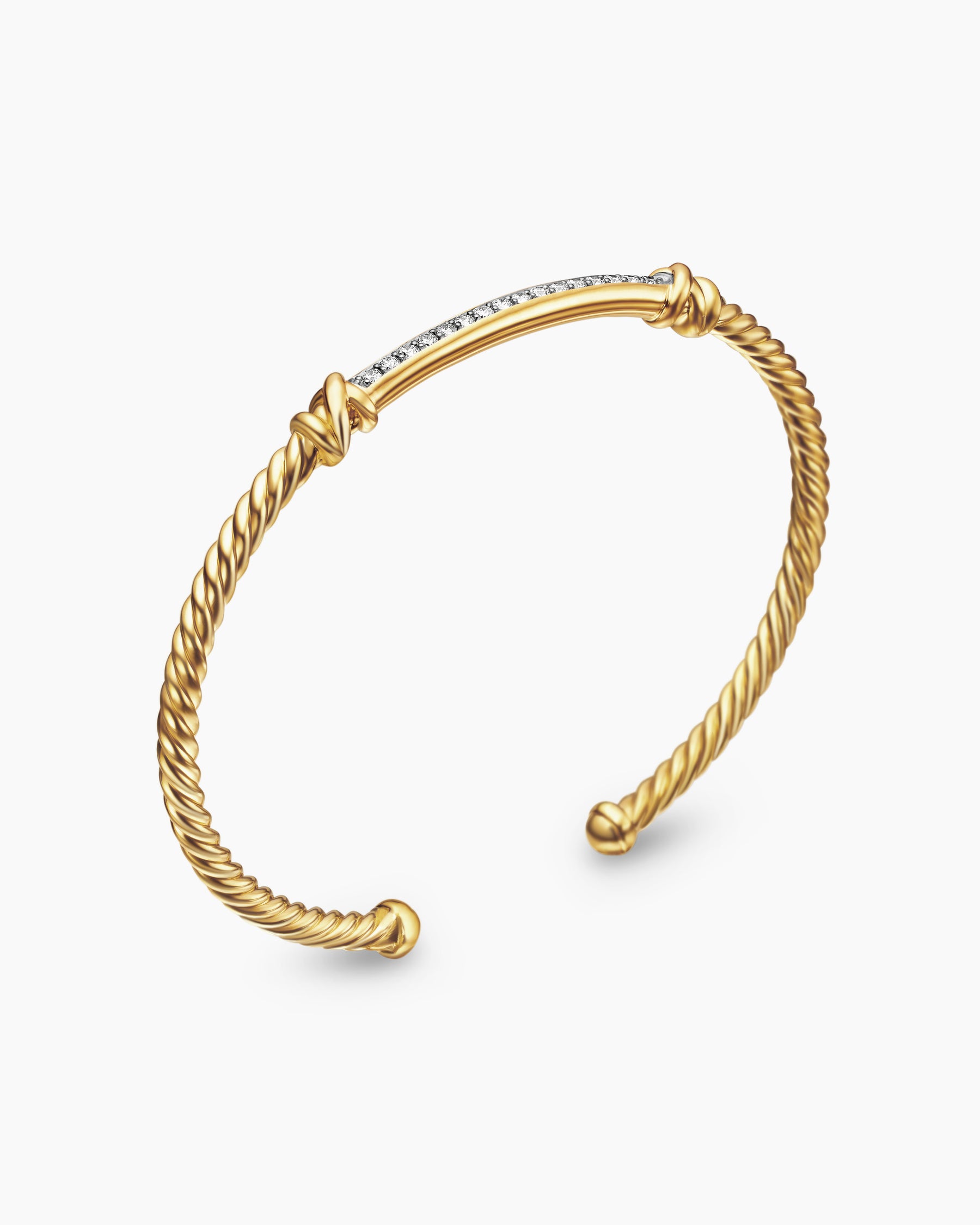 Petite Helena Cablespira Station Bracelet in 18K Yellow Gold with Diamonds, 3mm - Image 3
