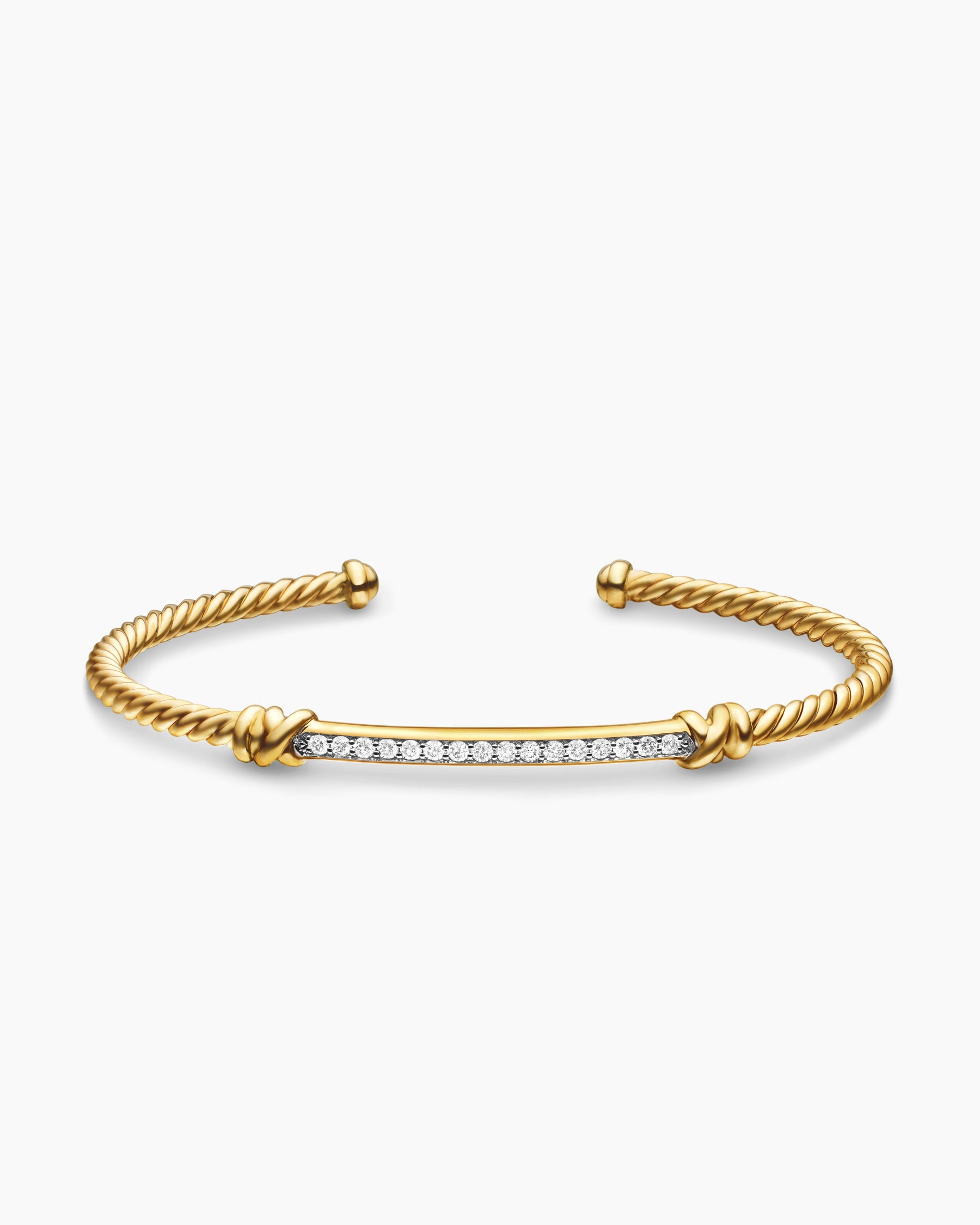 Petite Helena Cablespira Station Bracelet in 18K Yellow Gold with Diamonds, 3mm - Image 4