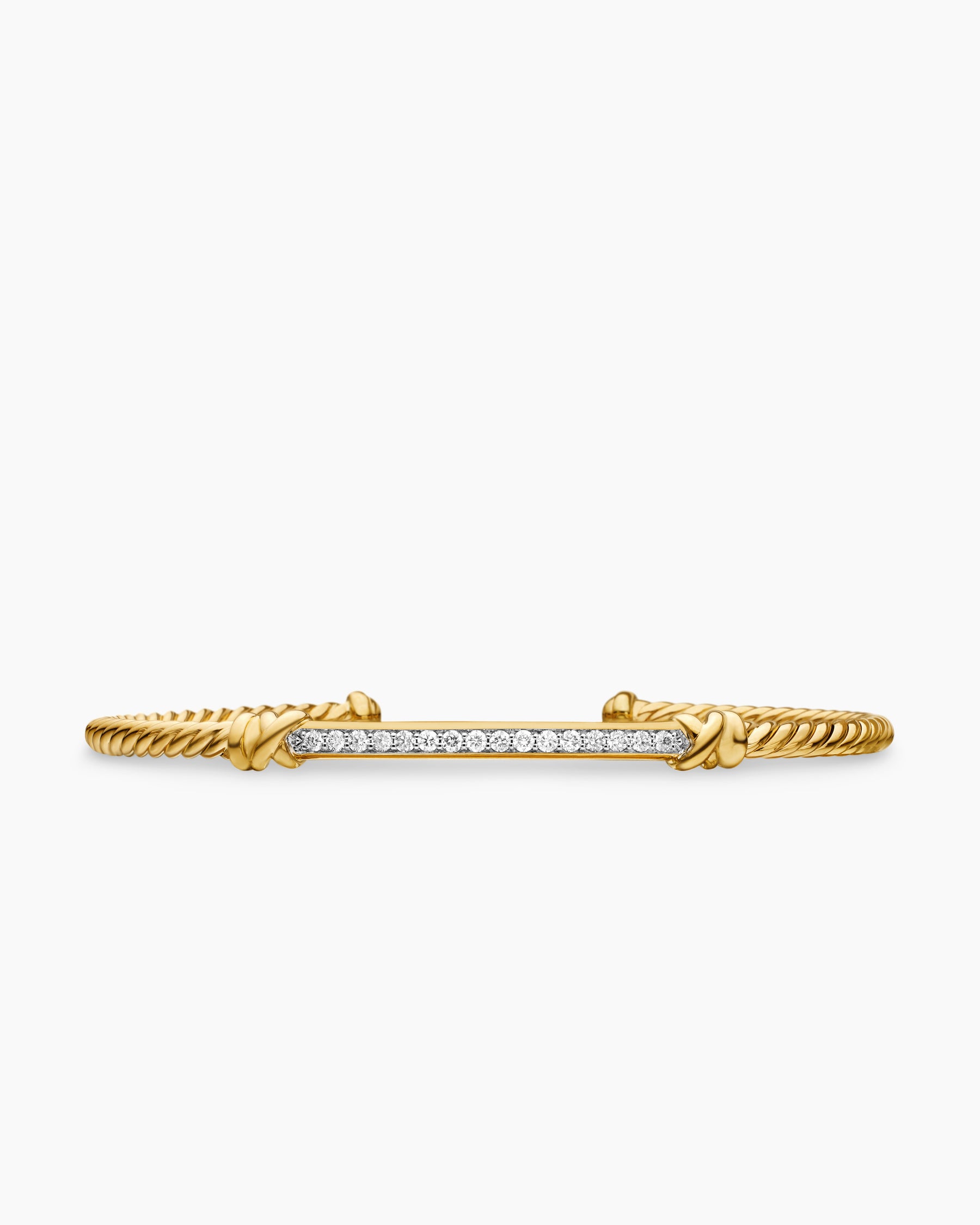 Petite Helena Cablespira Station Bracelet in 18K Yellow Gold with Diamonds, 3mm