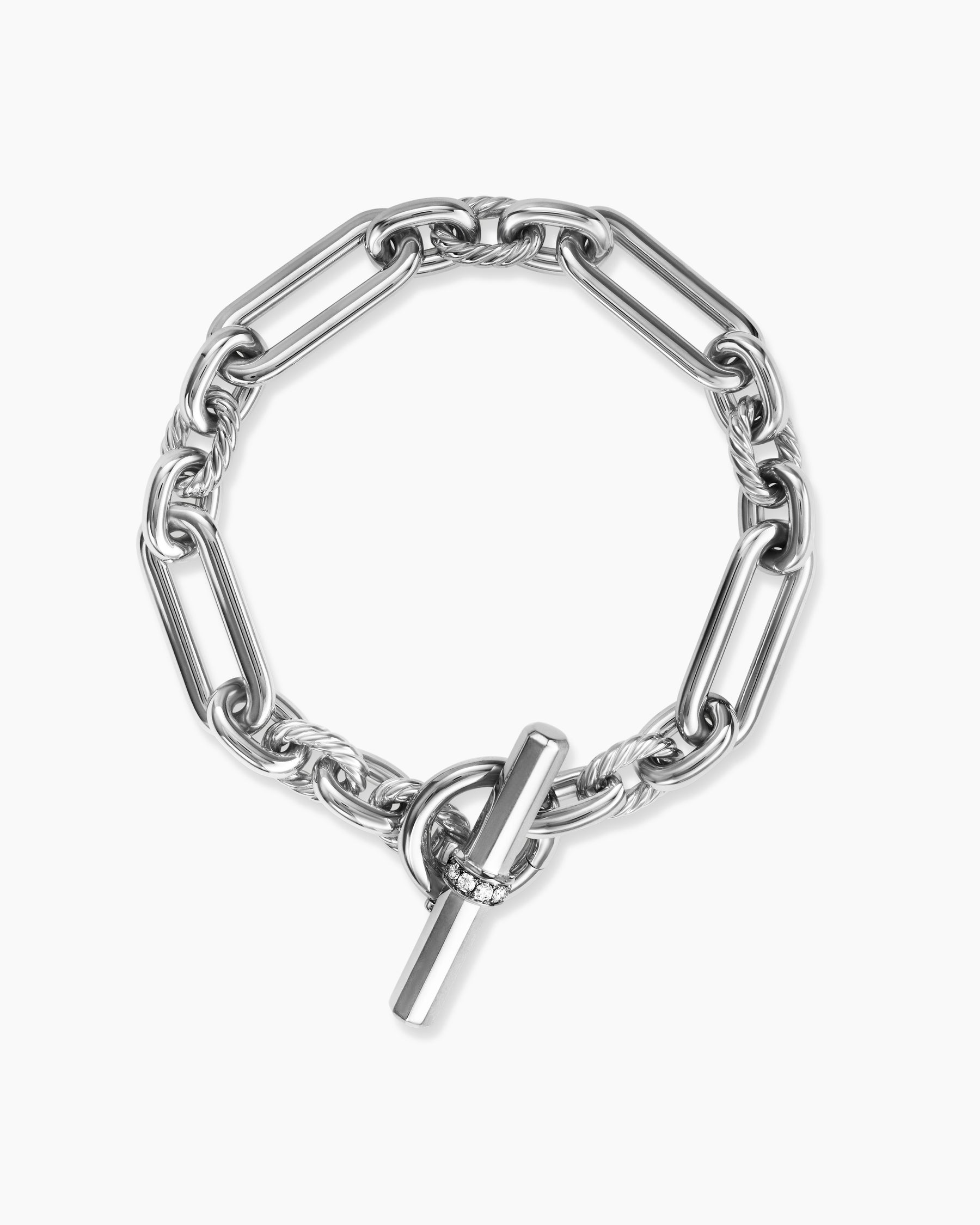 Lexington Chain Bracelet in Sterling Silver with Diamonds, 9.8mm - Image 3