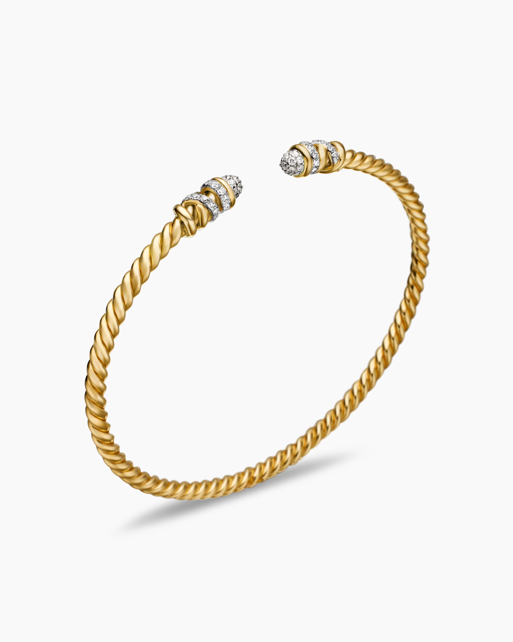 Petite Helena Cablespira Bracelet in 18K Yellow Gold with Diamonds, 3mm - Image 3