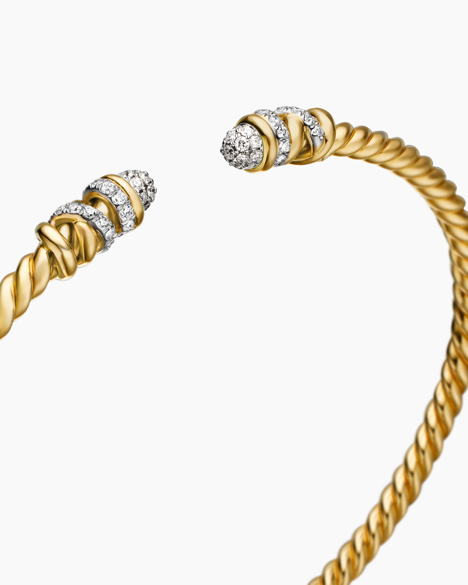 Petite Helena Cablespira Bracelet in 18K Yellow Gold with Diamonds, 3mm - Image 5