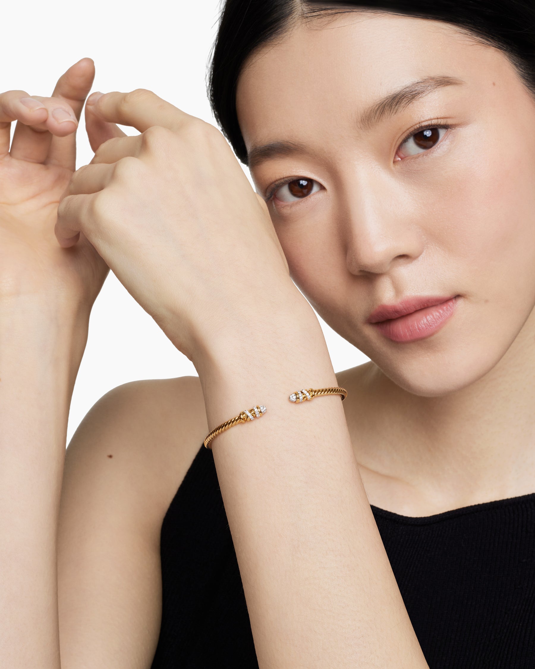 Petite Helena Cablespira Bracelet in 18K Yellow Gold with Diamonds, 3mm - Image 7