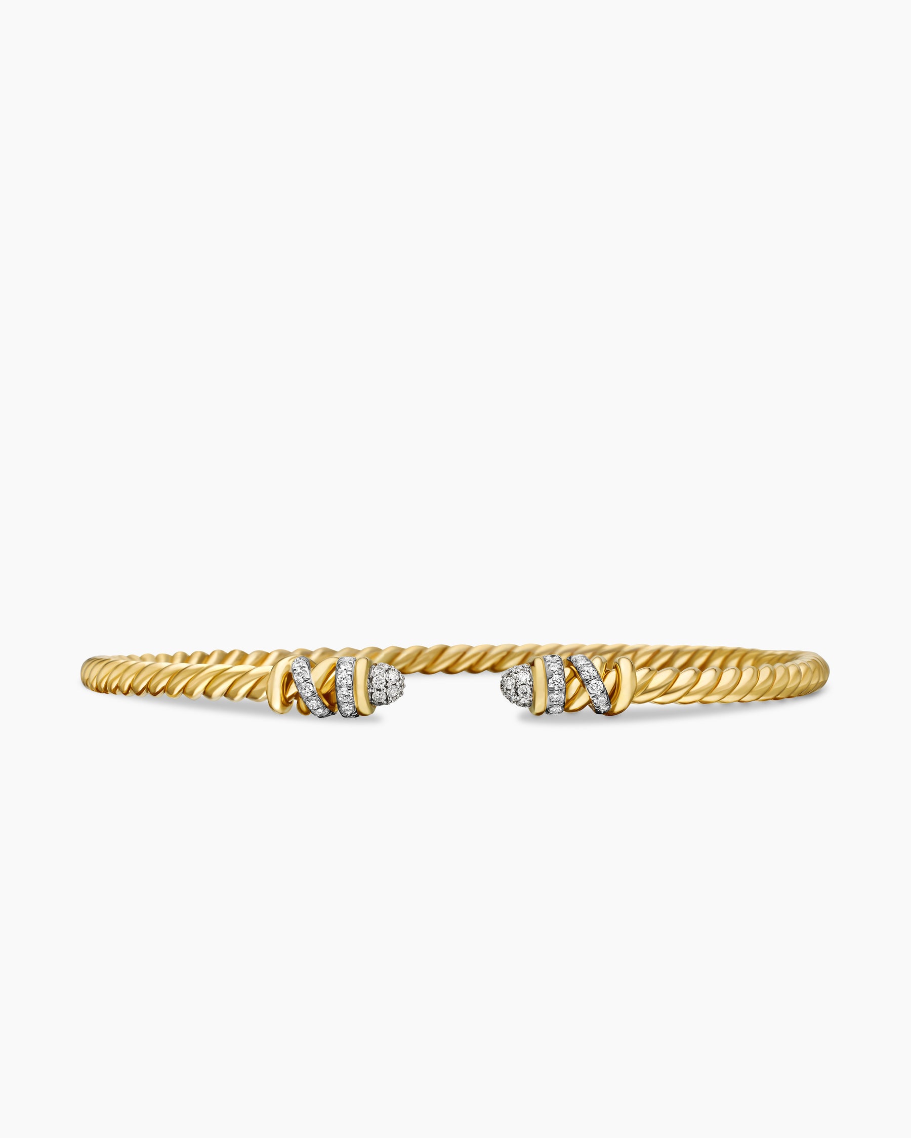 Petite Helena Cablespira Bracelet in 18K Yellow Gold with Diamonds, 3mm