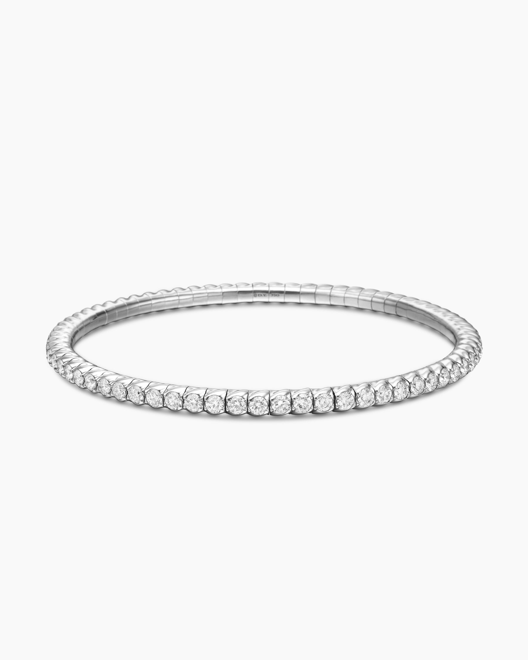 Pavé Stretch Bracelet in 18K White Gold with Diamonds, 3mm