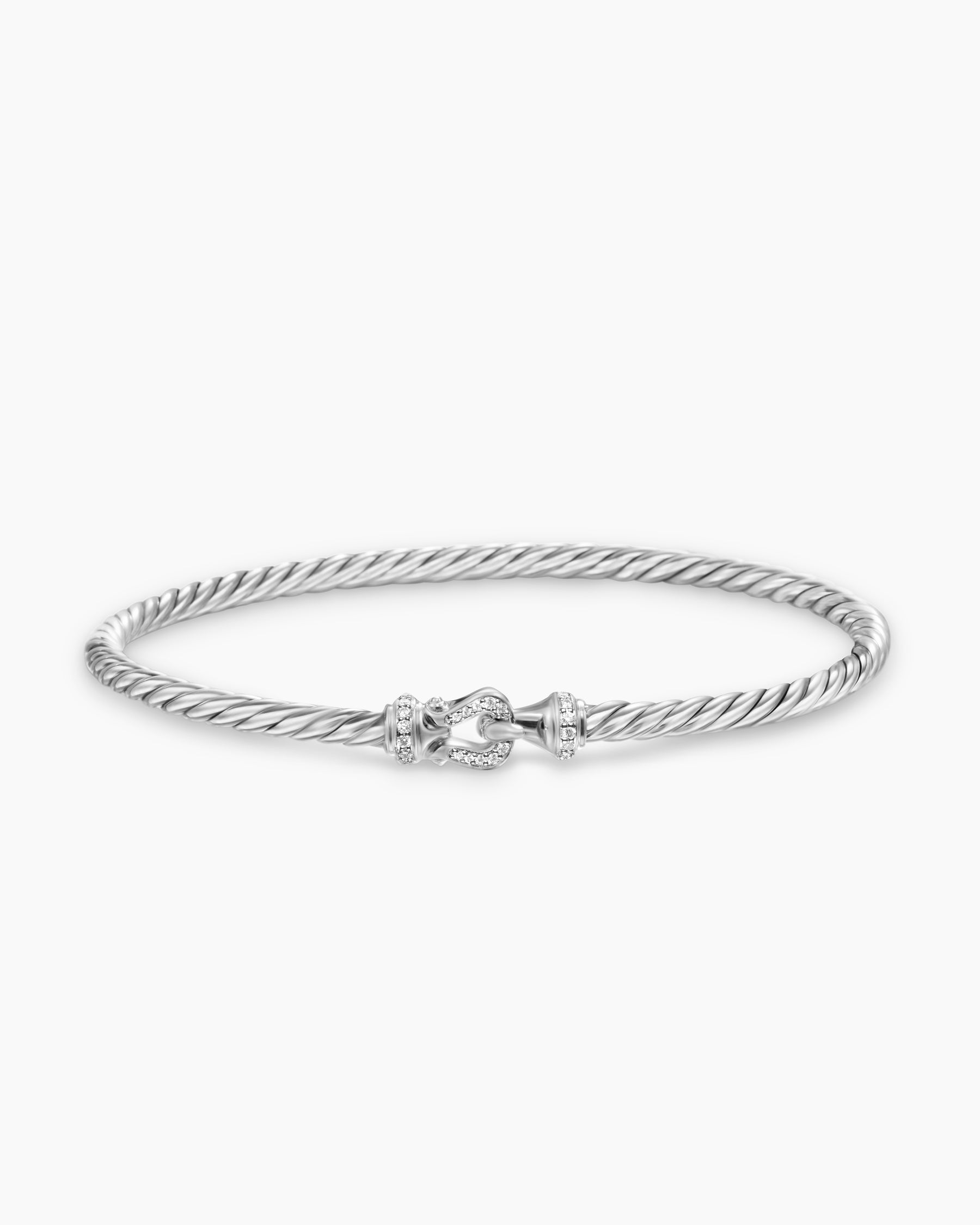 Buckle Classic Cable Bracelet in Sterling Silver with Diamonds, 3mm - Image 4