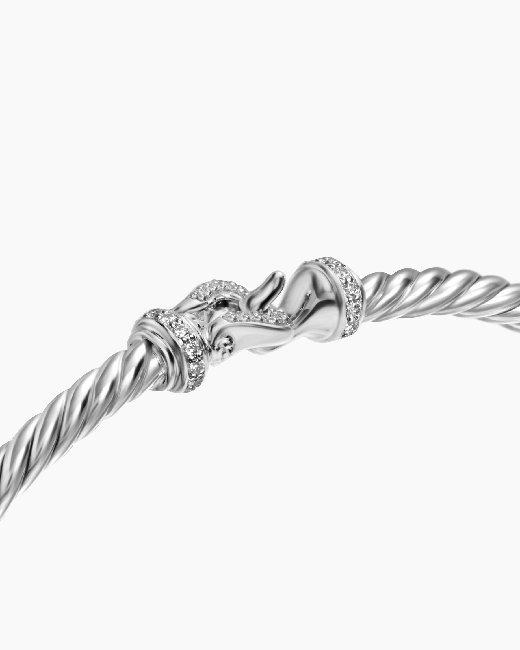 Buckle Classic Cable Bracelet in Sterling Silver with Diamonds, 3mm - Image 5