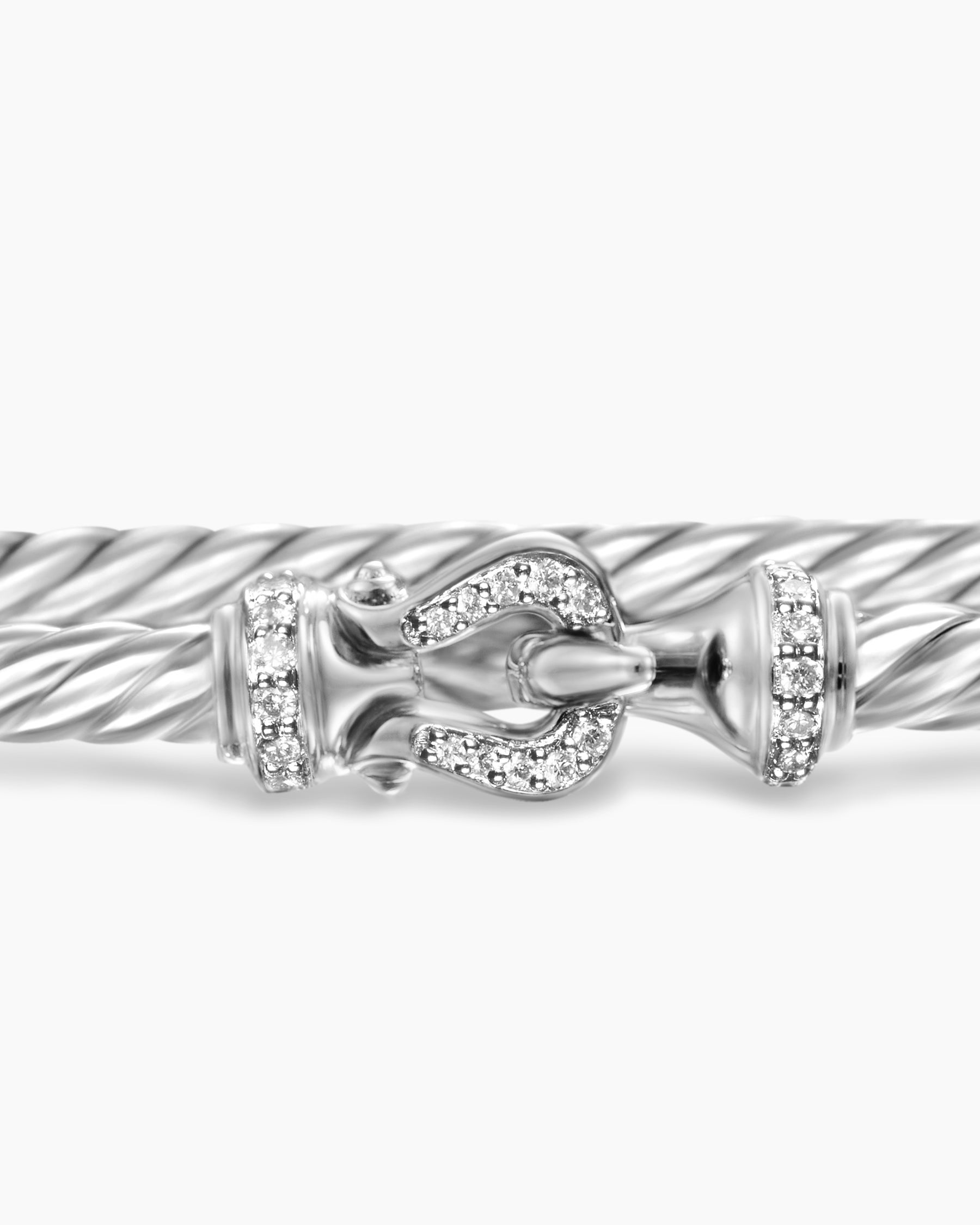 Buckle Classic Cable Bracelet in Sterling Silver with Diamonds, 3mm - Image 6