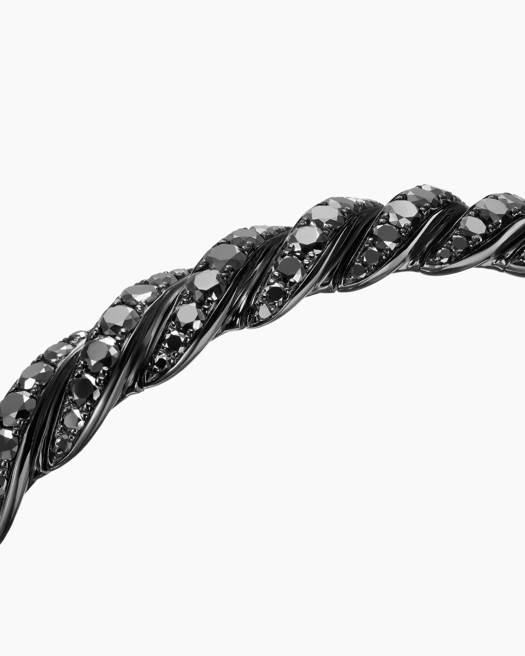 Sculpted Cable Flex Bracelet in 18K White Gold with Black Rhodium and Black Diamonds, 7.8mm - Image 5