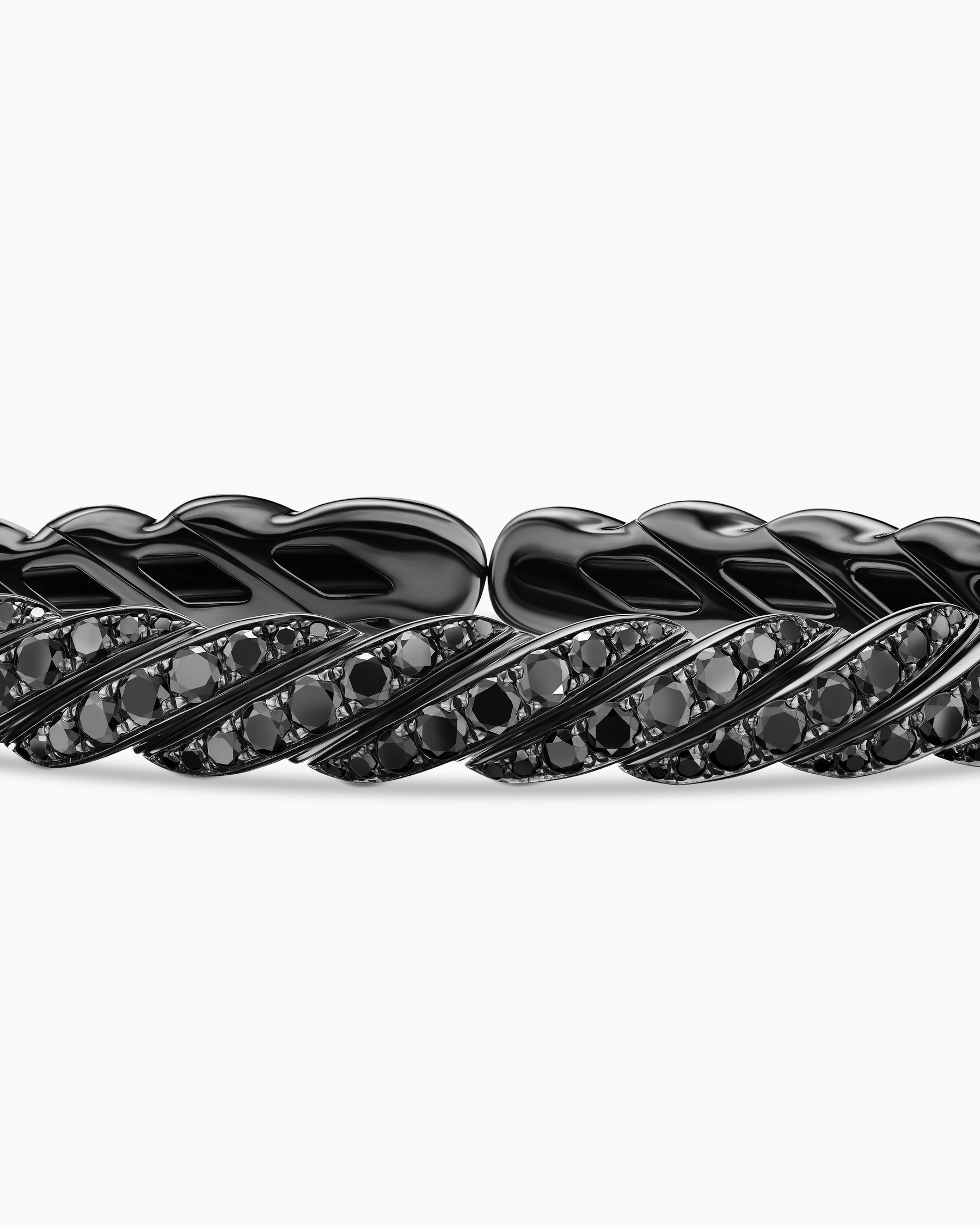 Sculpted Cable Flex Bracelet in 18K White Gold with Black Rhodium and Black Diamonds, 7.8mm - Image 6