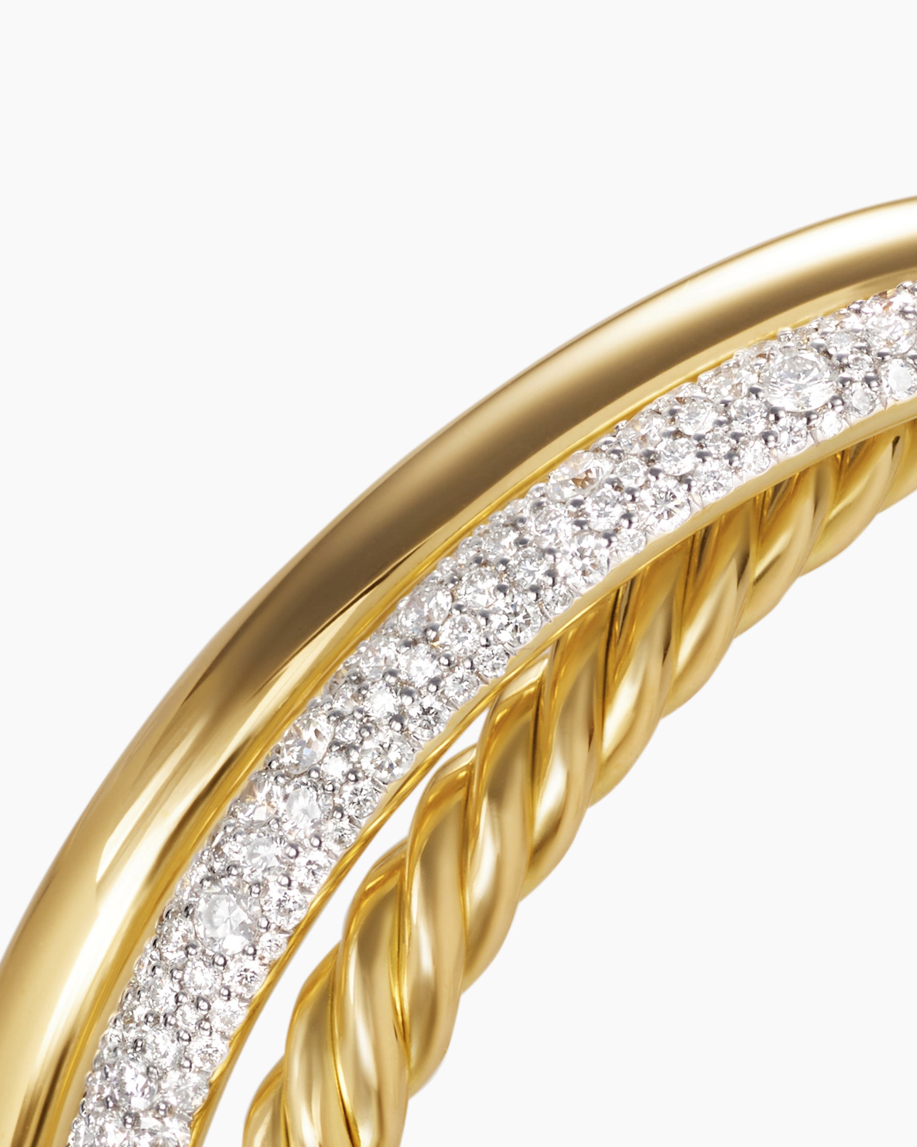 Pavé Crossover Three Row Cuff Bracelet in 18K Yellow Gold with Diamonds, 20mm - Image 5