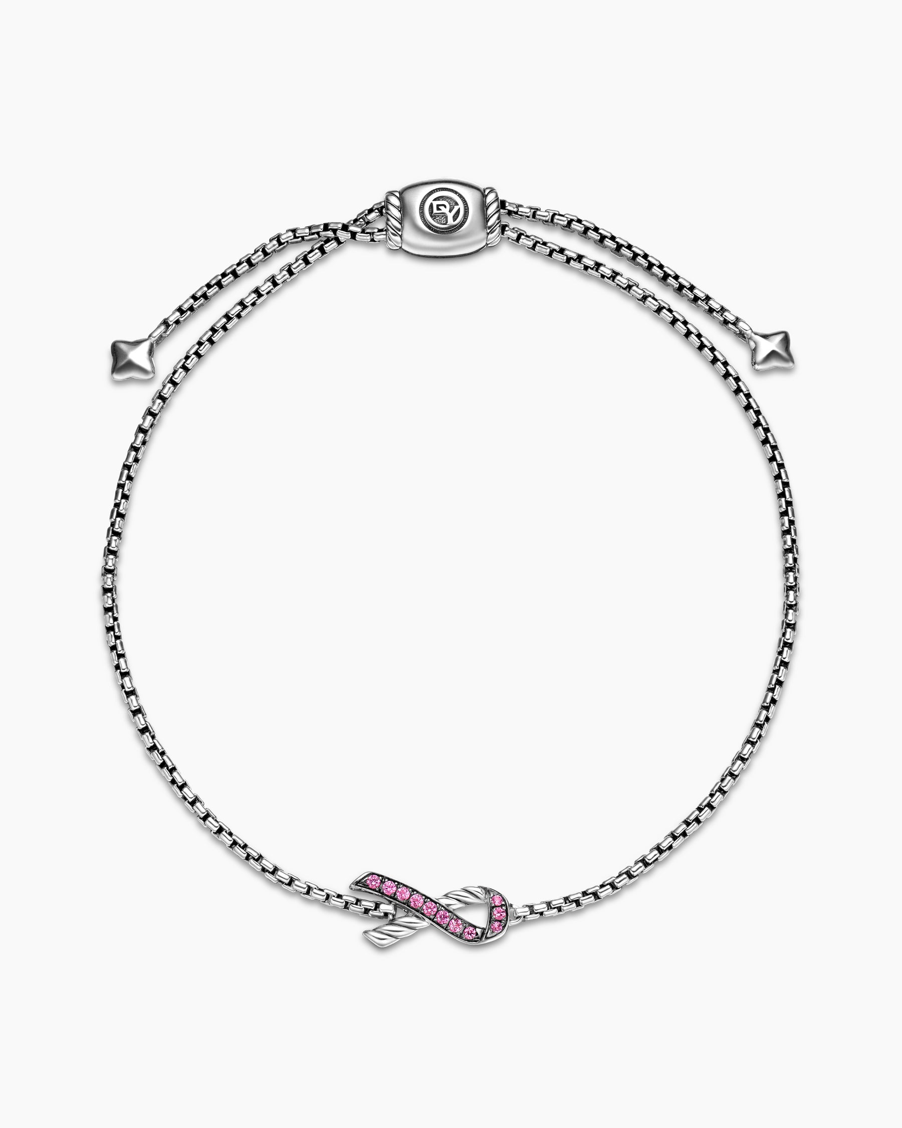 Cable Collectibles Ribbon Chain Bracelet in Sterling Silver with Pavé Pink Sapphires, 1.5mm - Image 3