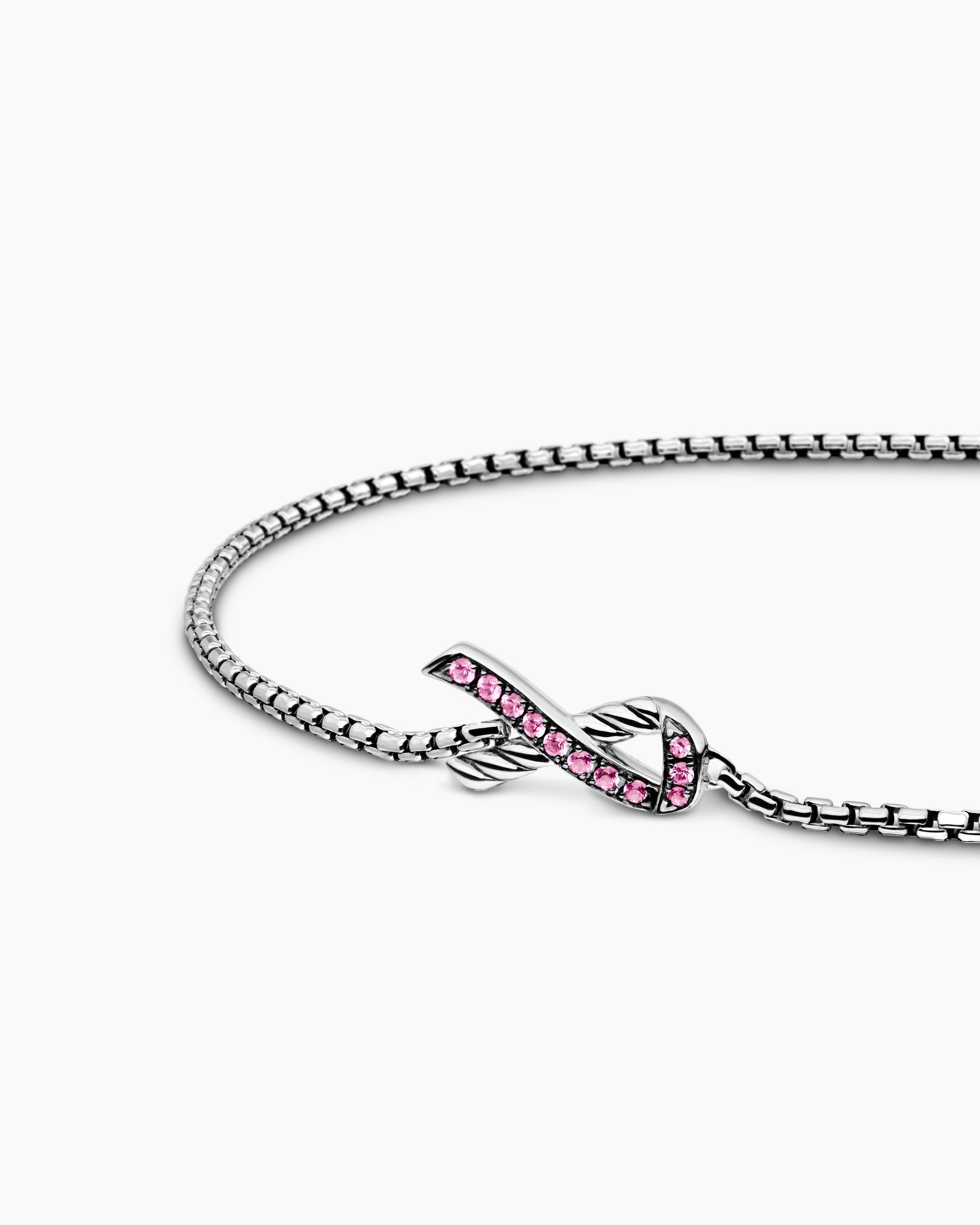 Cable Collectibles Ribbon Chain Bracelet in Sterling Silver with Pavé Pink Sapphires, 1.5mm - Image 5