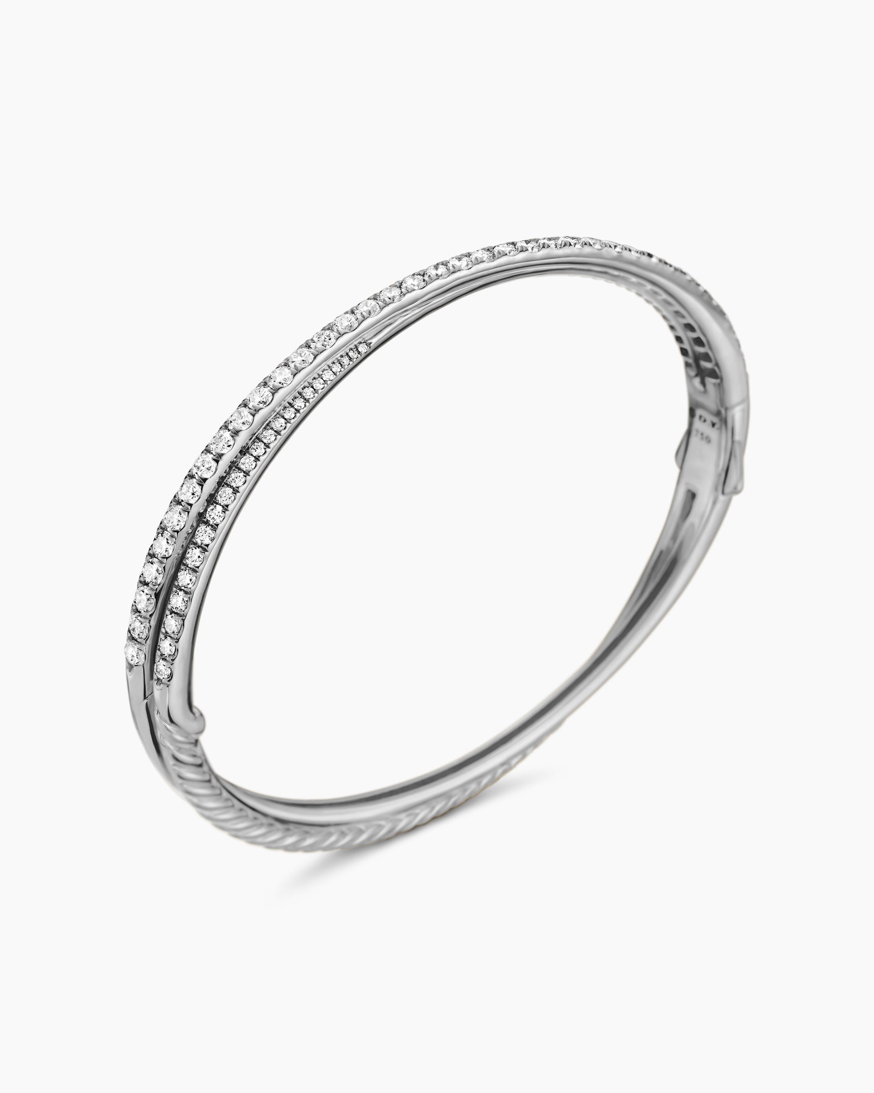 Pavé Crossover Two Row Bracelet in 18K White Gold with Diamonds, 5.5mm - Image 3