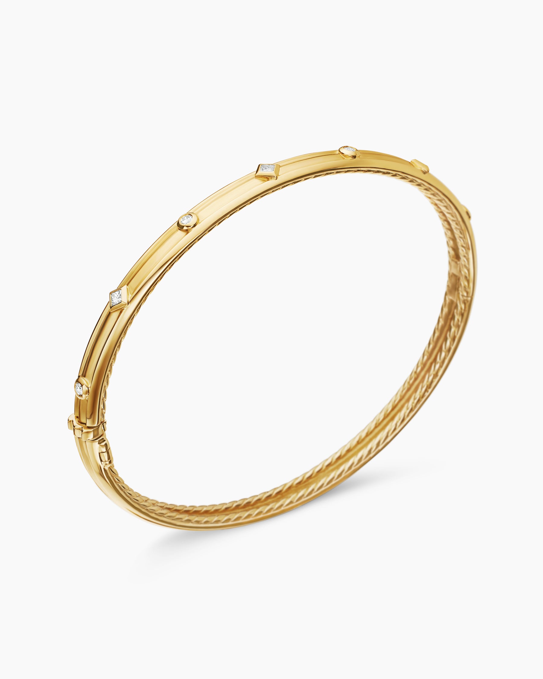 Modern Renaissance Bangle Bracelet in 18K Yellow Gold with Diamonds, 4.5mm - Image 3