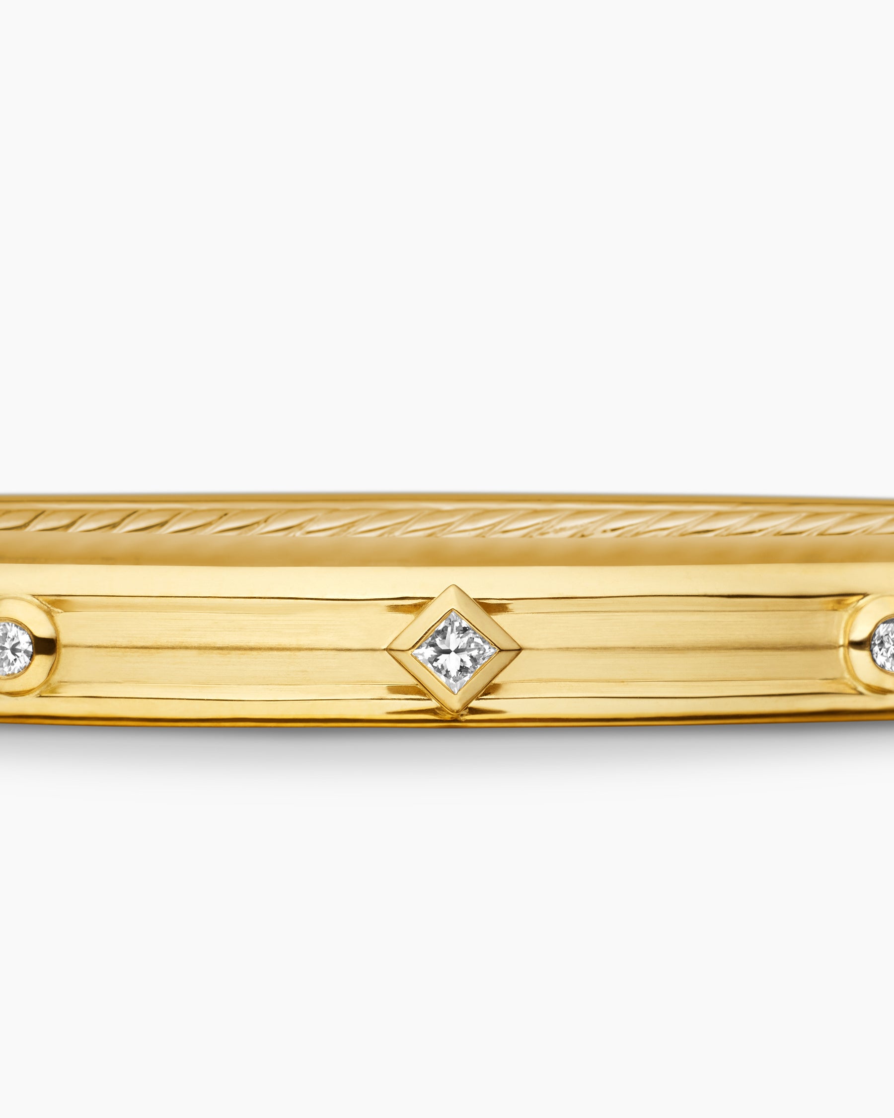 Modern Renaissance Bangle Bracelet in 18K Yellow Gold with Diamonds, 4.5mm - Image 6