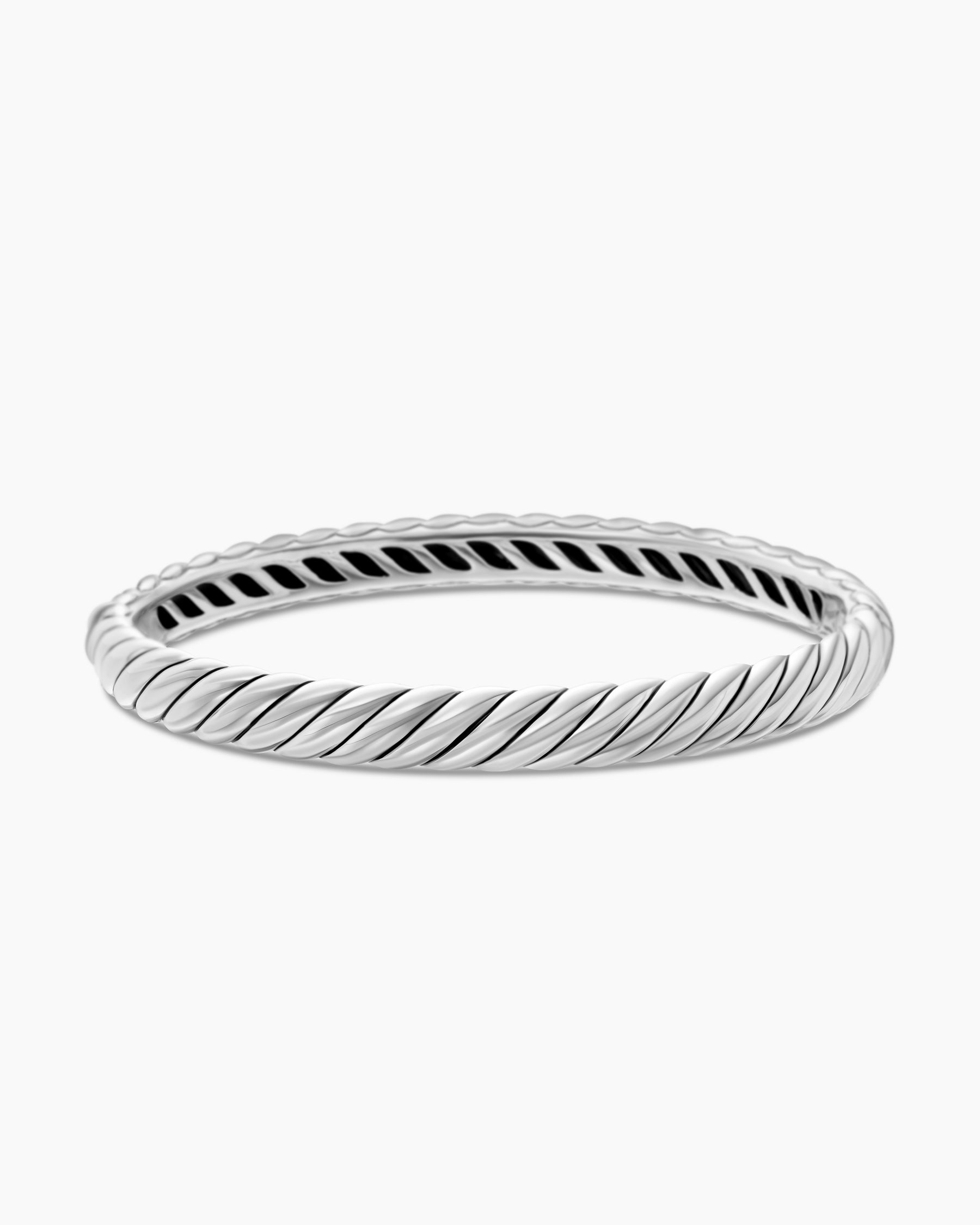 Sculpted Cable Bangle Bracelet in Sterling Silver, 7mm - Image 4