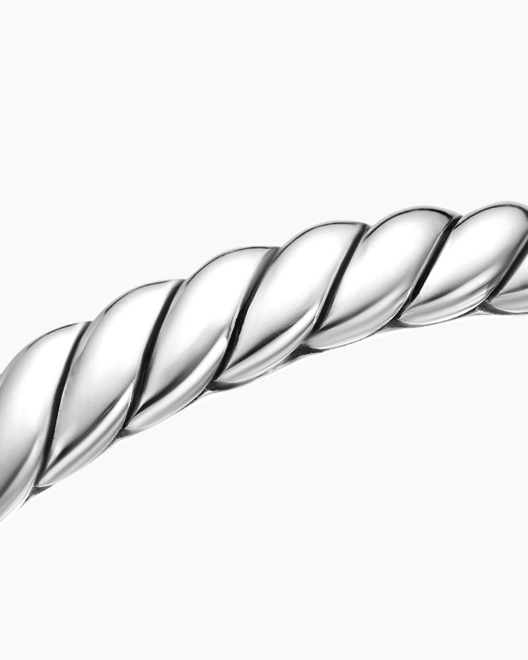 Sculpted Cable Bangle Bracelet in Sterling Silver, 7mm - Image 5
