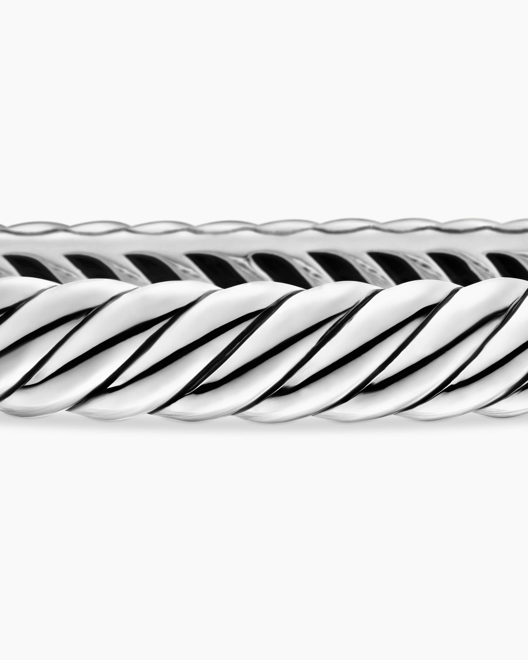 Sculpted Cable Bangle Bracelet in Sterling Silver, 7mm - Image 6