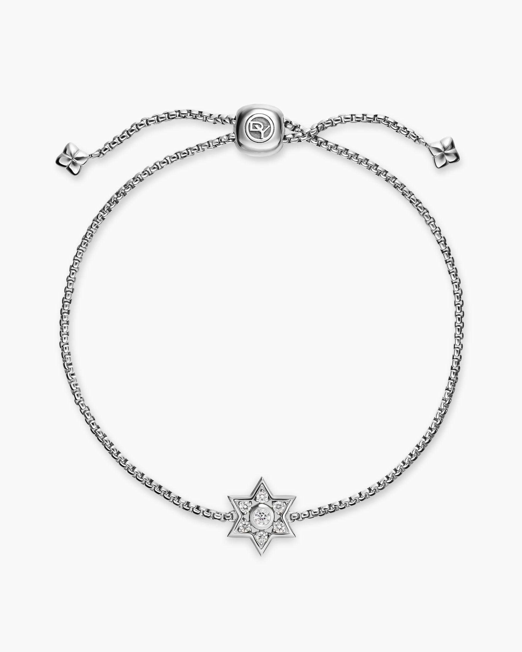 Star of David Station Bracelet in Sterling Silver with Diamonds, 12mm - Image 3