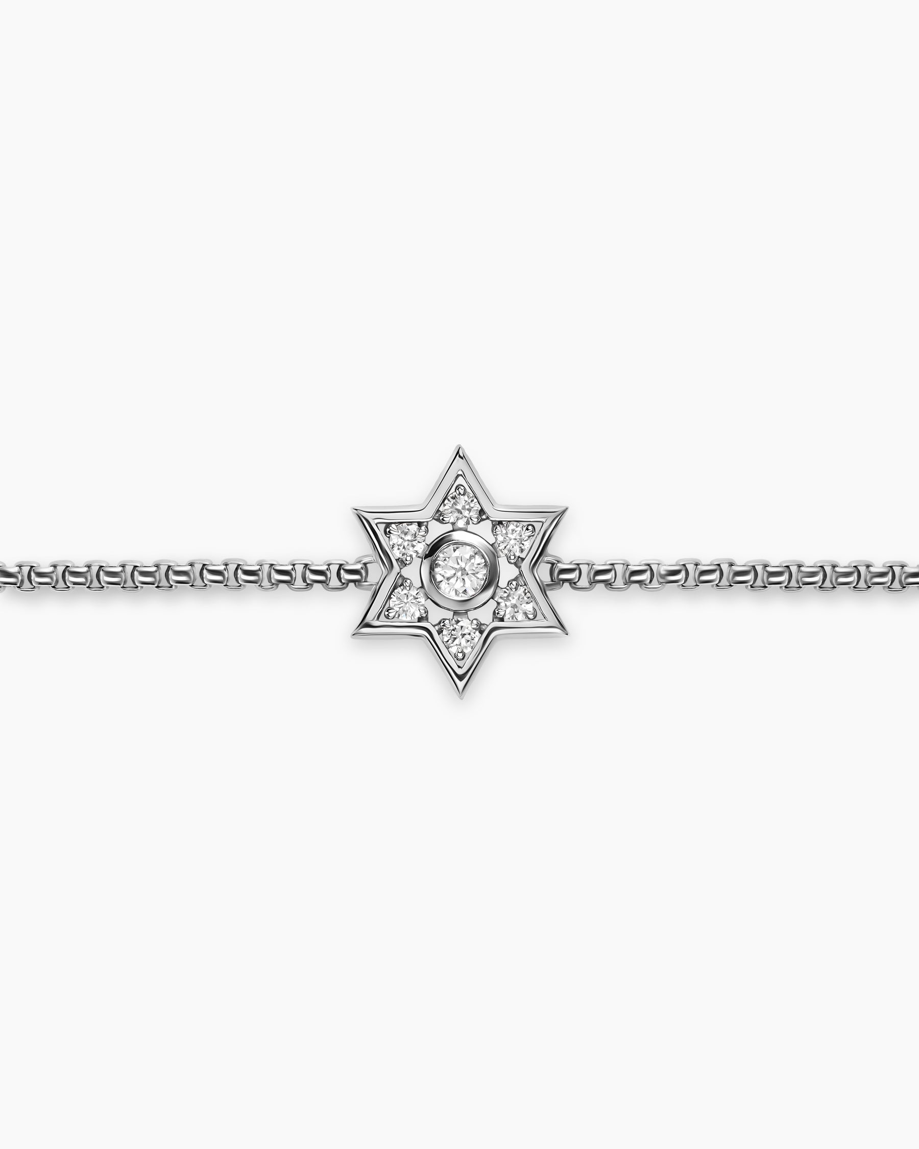 Star of David Station Bracelet in Sterling Silver with Diamonds, 12mm - Image 4