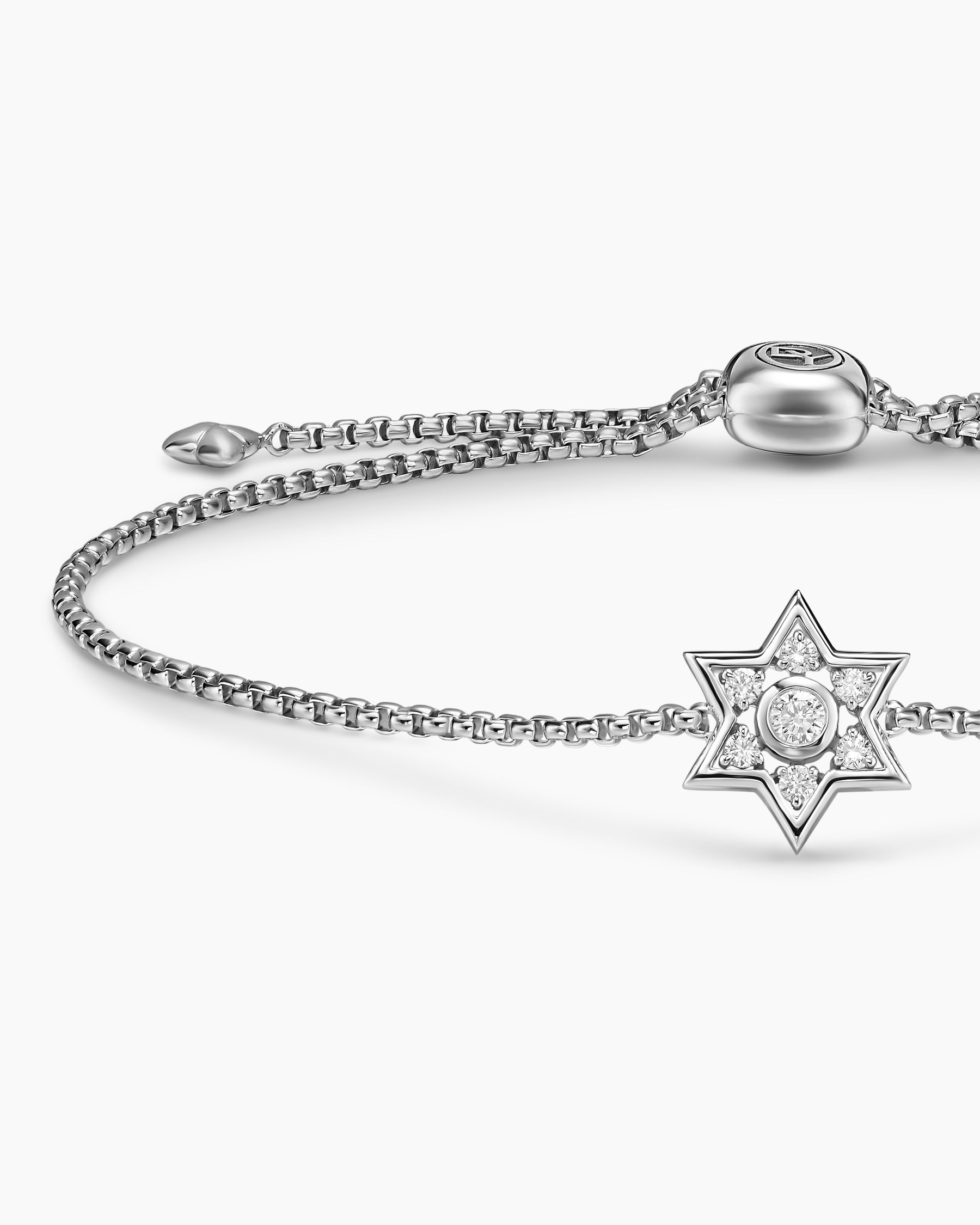 Star of David Station Bracelet in Sterling Silver with Diamonds, 12mm - Image 5