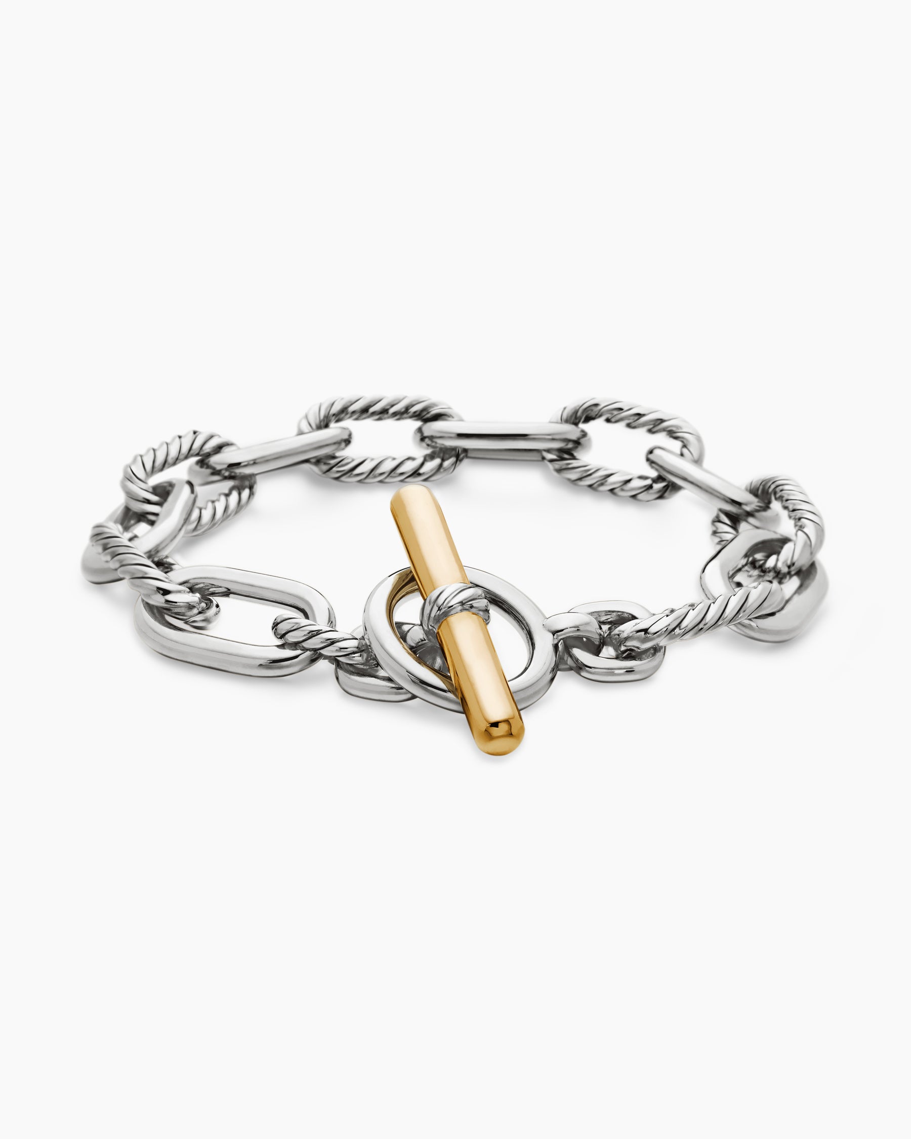 DY Madison Toggle Chain Bracelet in Sterling Silver with 18K Yellow Gold, 11mm