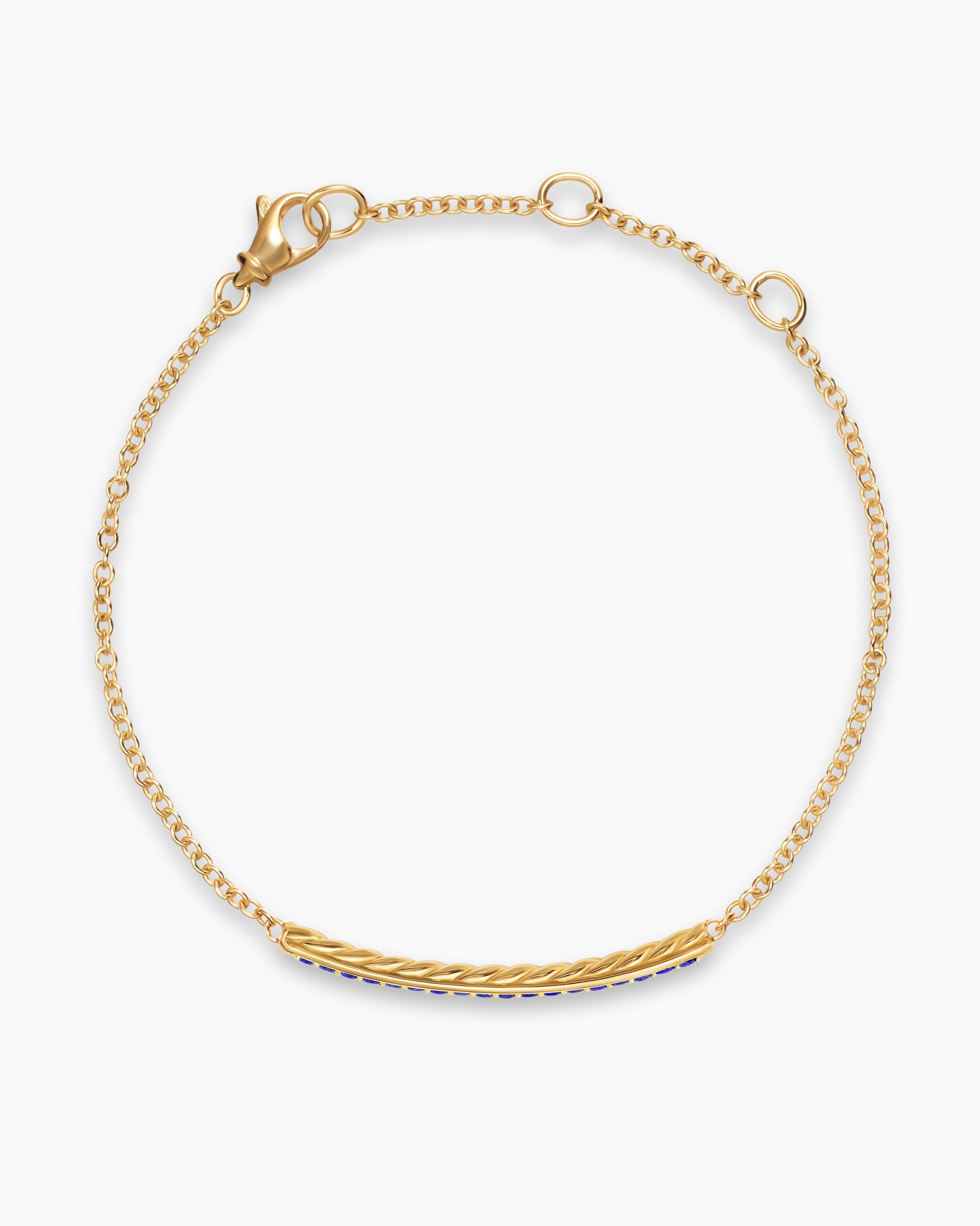 Alternative view of Petite Pavé Bar Bracelet in 18K Yellow Gold with Blue Sapphires, 1.7mm