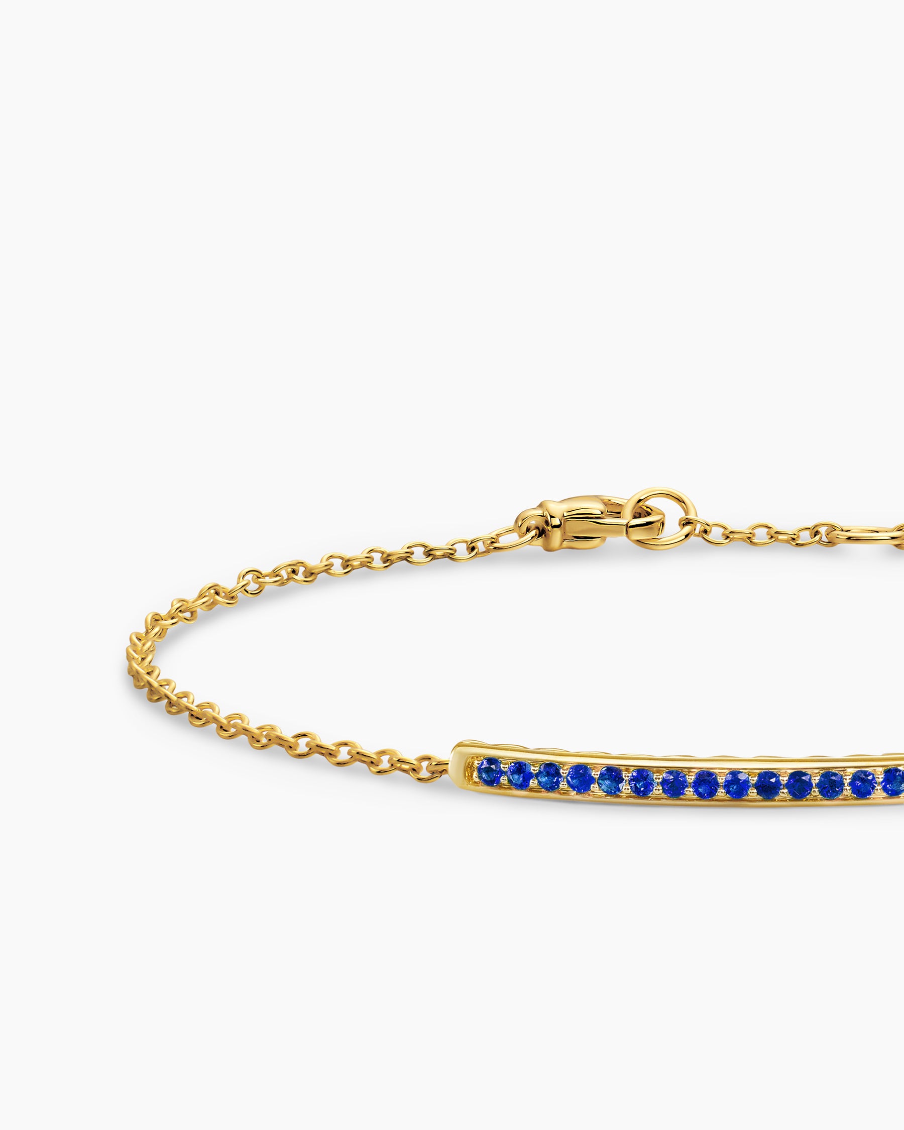 Petite Pavé Bar Bracelet in 18K Yellow Gold with Blue Sapphires, 1.7mm - Image 4