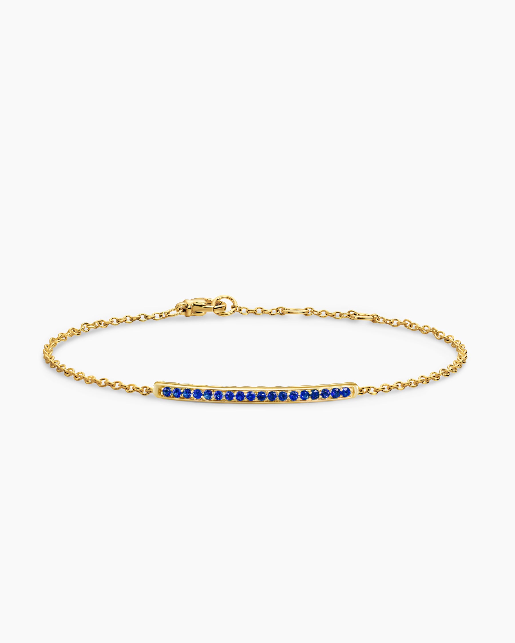 Petite Pavé Bar Bracelet in 18K Yellow Gold with Blue Sapphires, 1.7mm