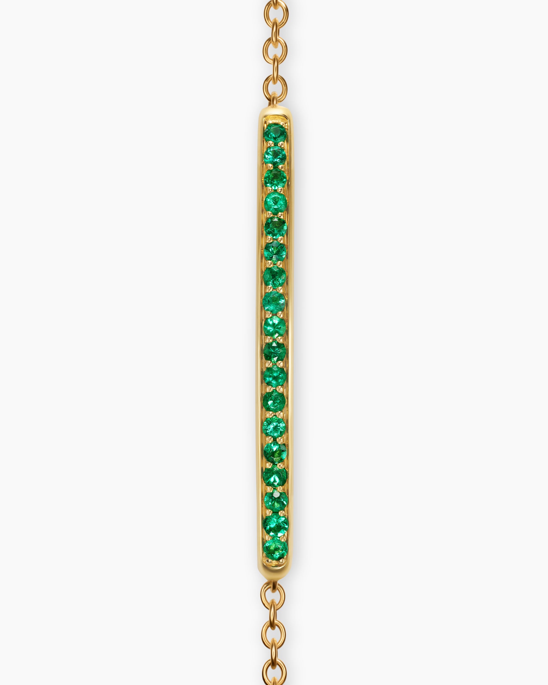 Petite Pavé Bar Bracelet in 18K Yellow Gold with Emeralds, 1.7mm - Image 3