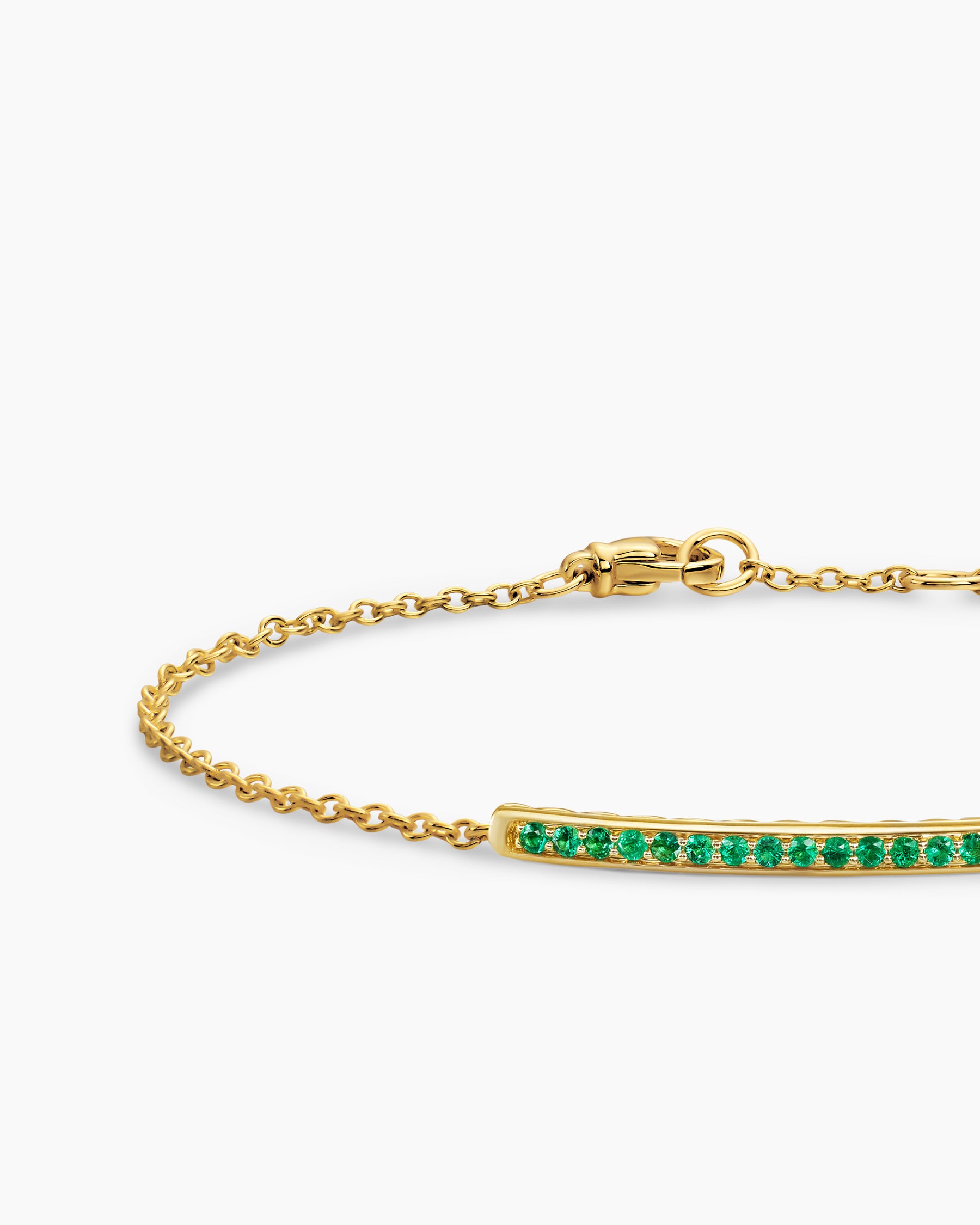 Petite Pavé Bar Bracelet in 18K Yellow Gold with Emeralds, 1.7mm - Image 4