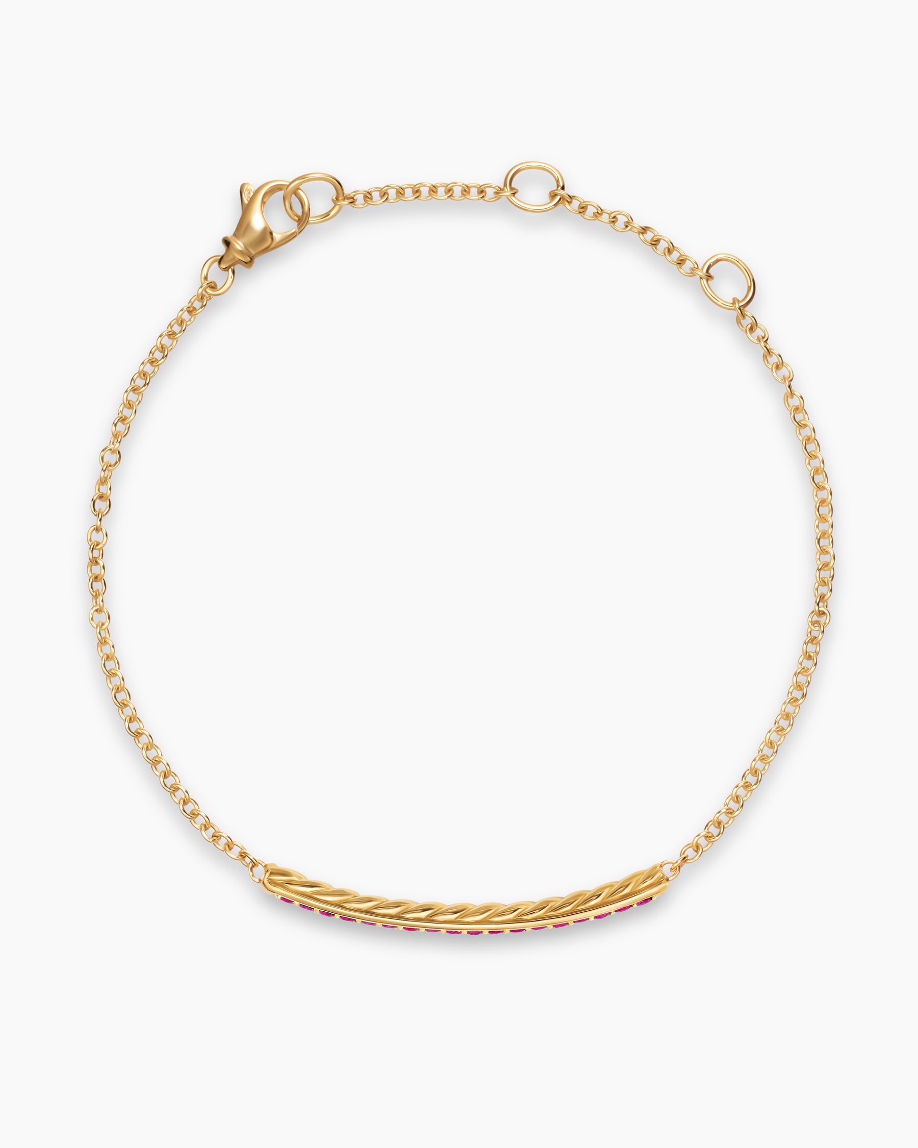 Alternative view of Petite Pavé Bar Bracelet in 18K Yellow Gold with Rubies, 1.7mm