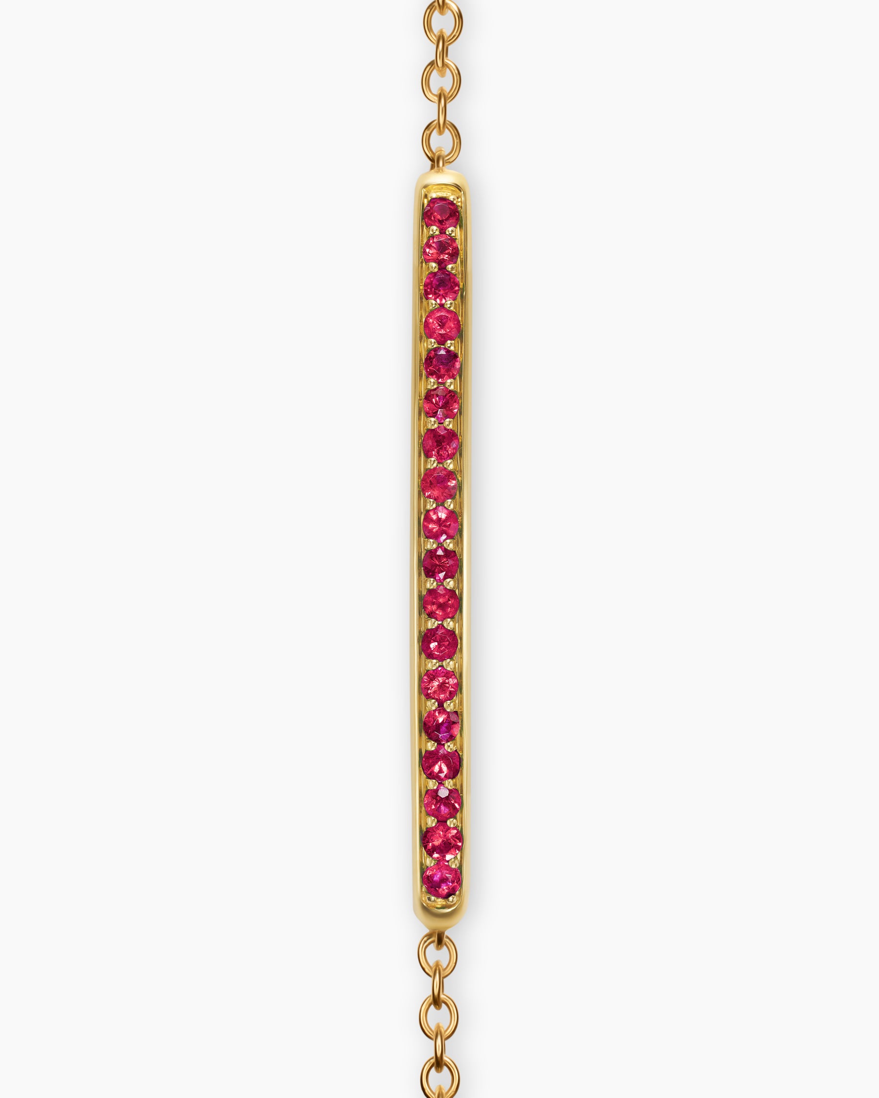 Petite Pavé Bar Bracelet in 18K Yellow Gold with Rubies, 1.7mm - Image 3