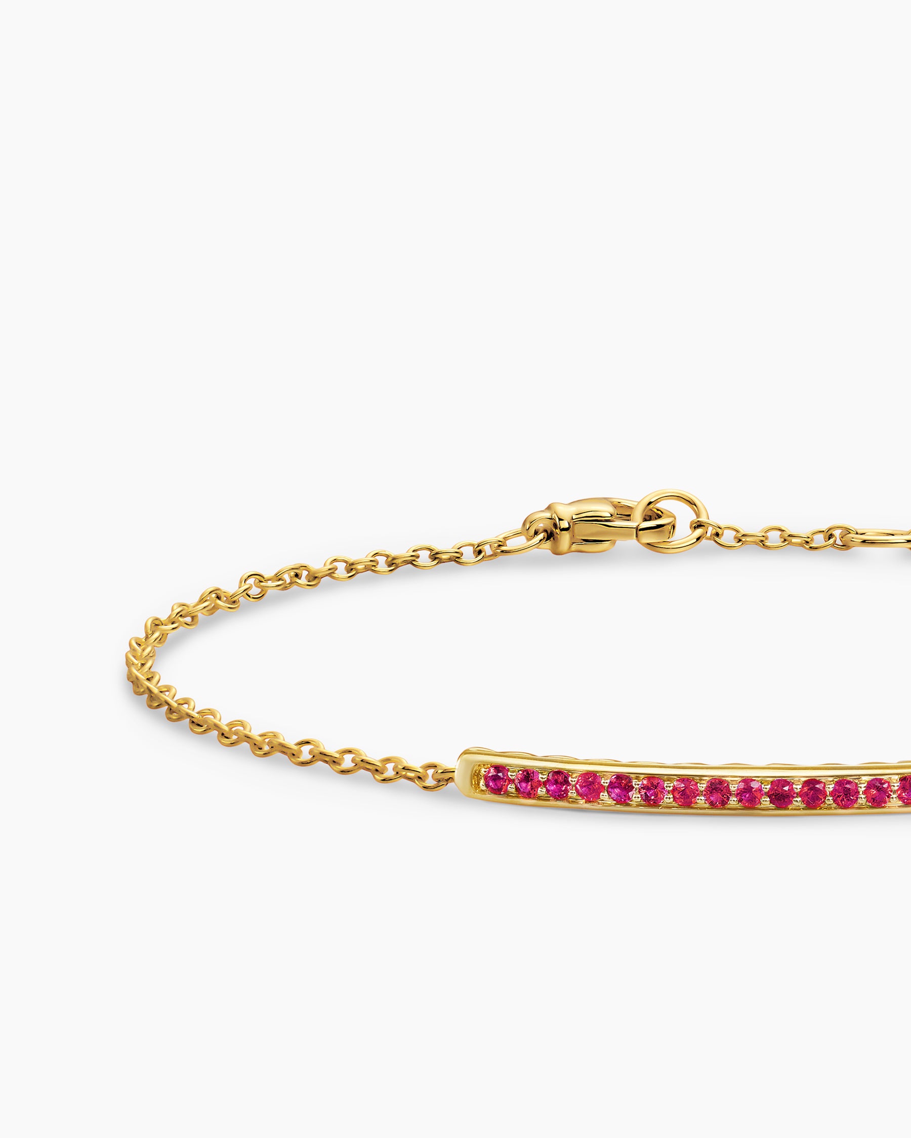 Petite Pavé Bar Bracelet in 18K Yellow Gold with Rubies, 1.7mm - Image 4