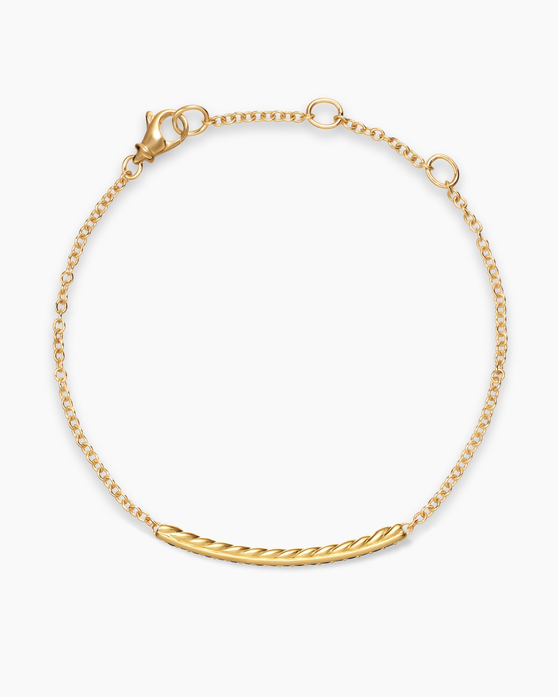 Alternative view of Petite Pavé Bar Bracelet in 18K Yellow Gold with Rainbow Pavé, 1.7mm